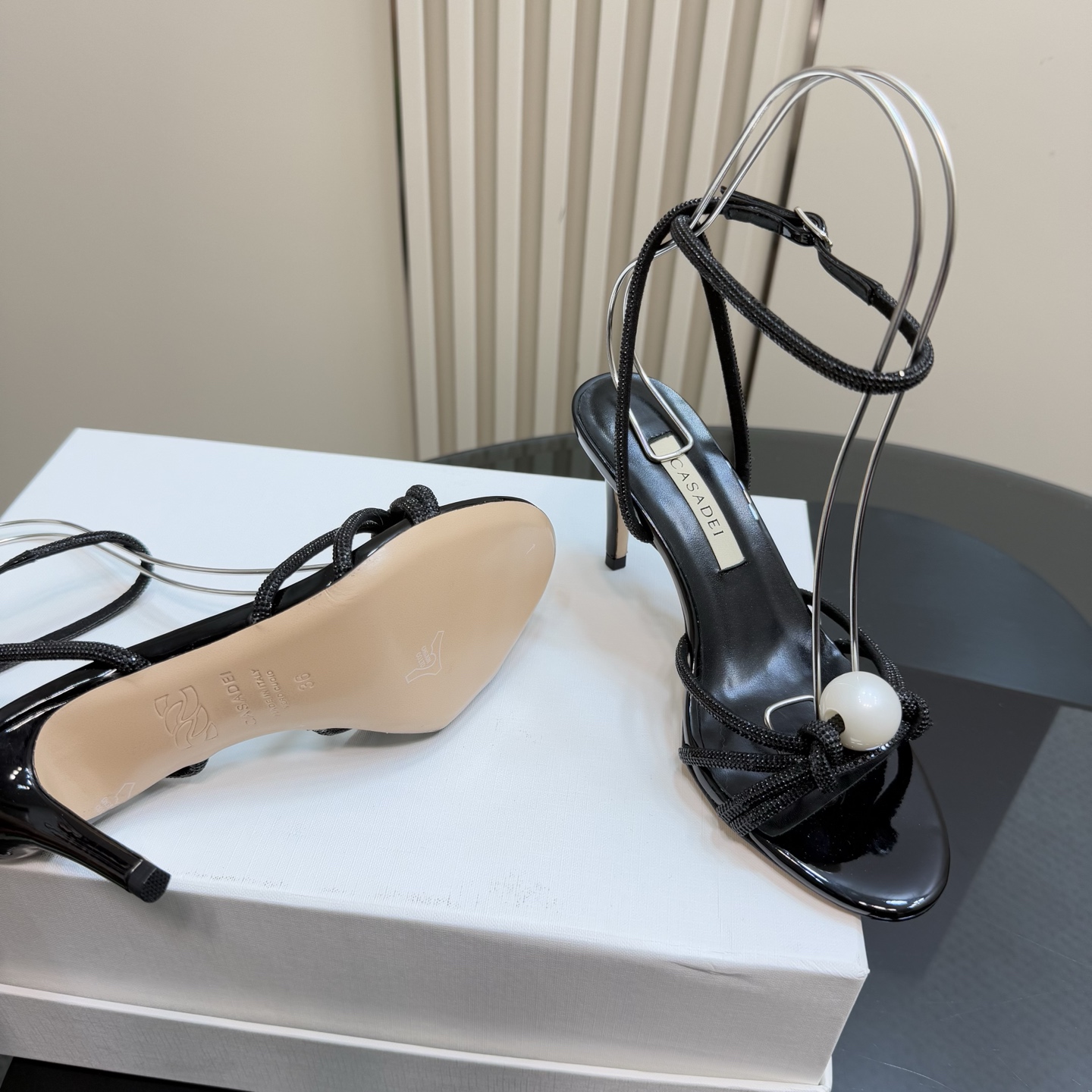 Stylish CASADEI/Cassanti Pearl Water Drills Sandals: High-quality, Sexy Heels for Women - 图片 5