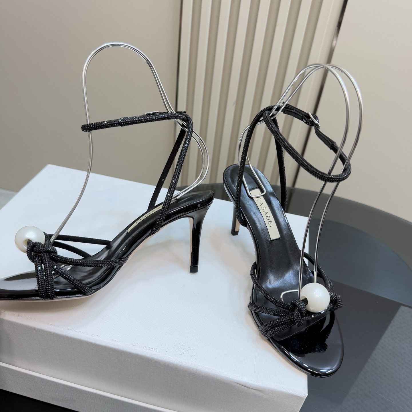 Stylish CASADEI/Cassanti Pearl Water Drills Sandals: High-quality, Sexy Heels for Women - 图片 3
