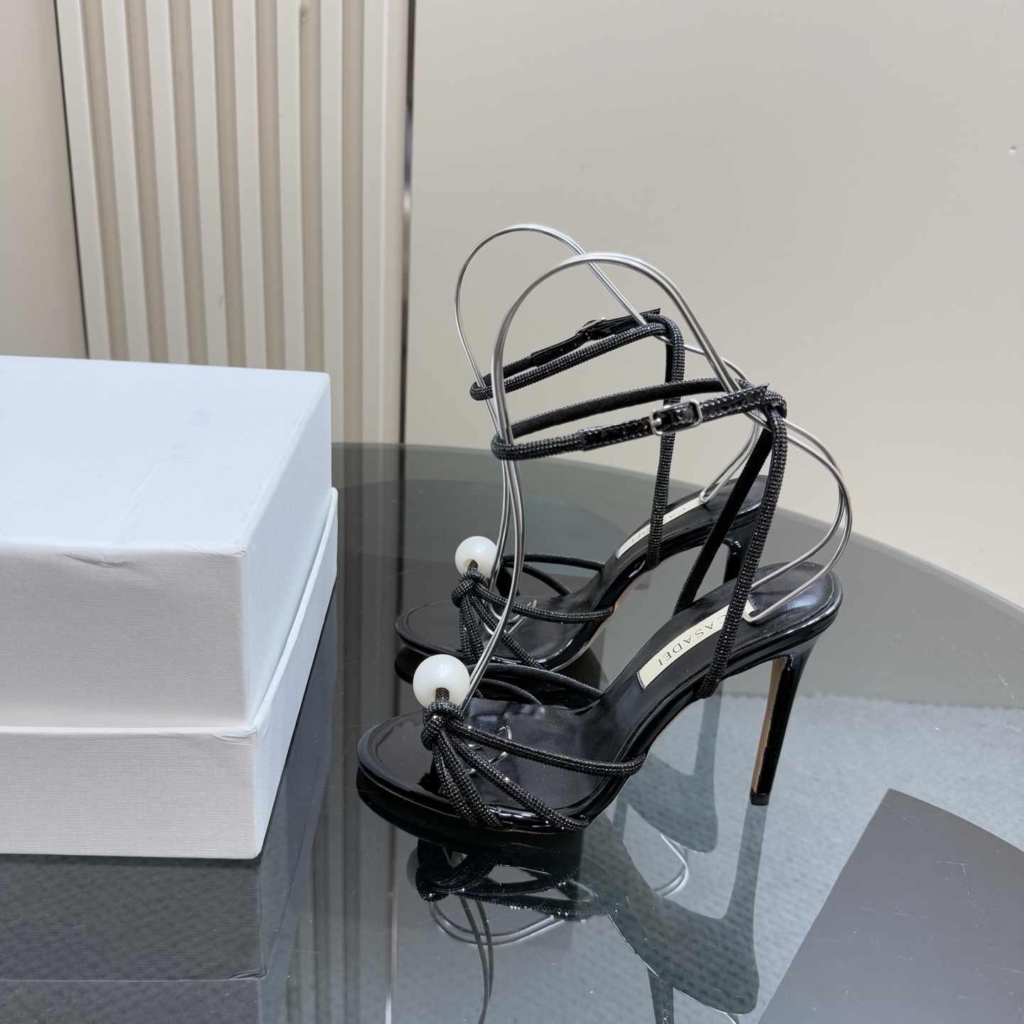 Stylish CASADEI/Cassanti Pearl Water Drills Sandals for Women, Imported Italian Leather, Customizable Sizes - 图片 1