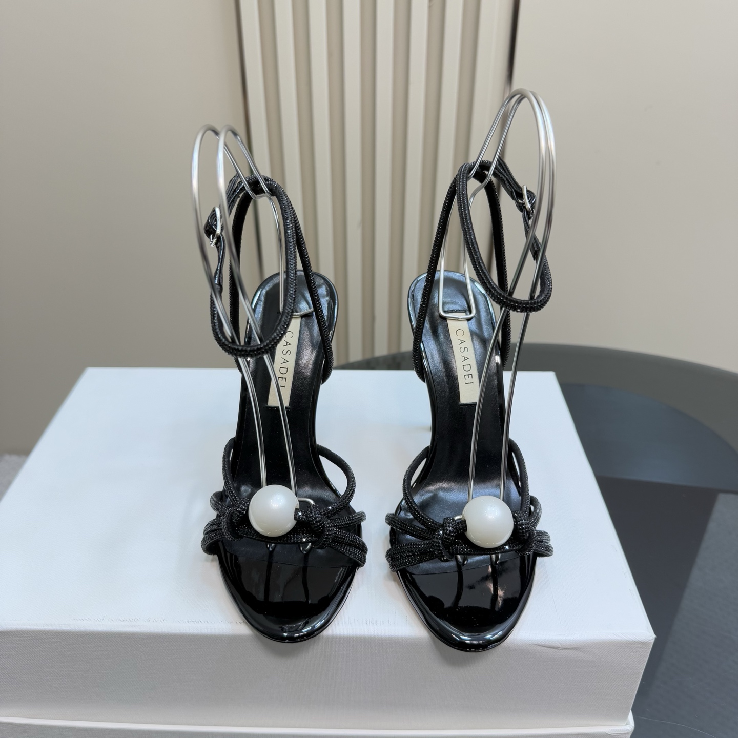 Stylish CASADEI/Cassanti Pearl Water Drills Sandals for Women, Imported Italian Leather, Customizable Sizes - 图片 2