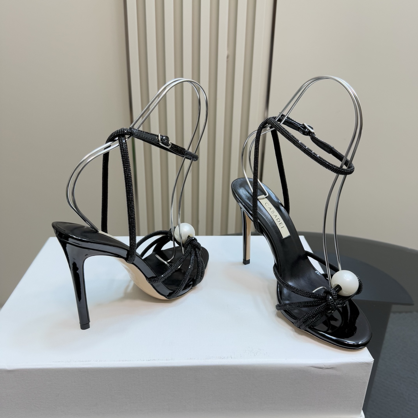 Stylish CASADEI/Cassanti Pearl Water Drills Sandals for Women, Imported Italian Leather, Customizable Sizes - 图片 6