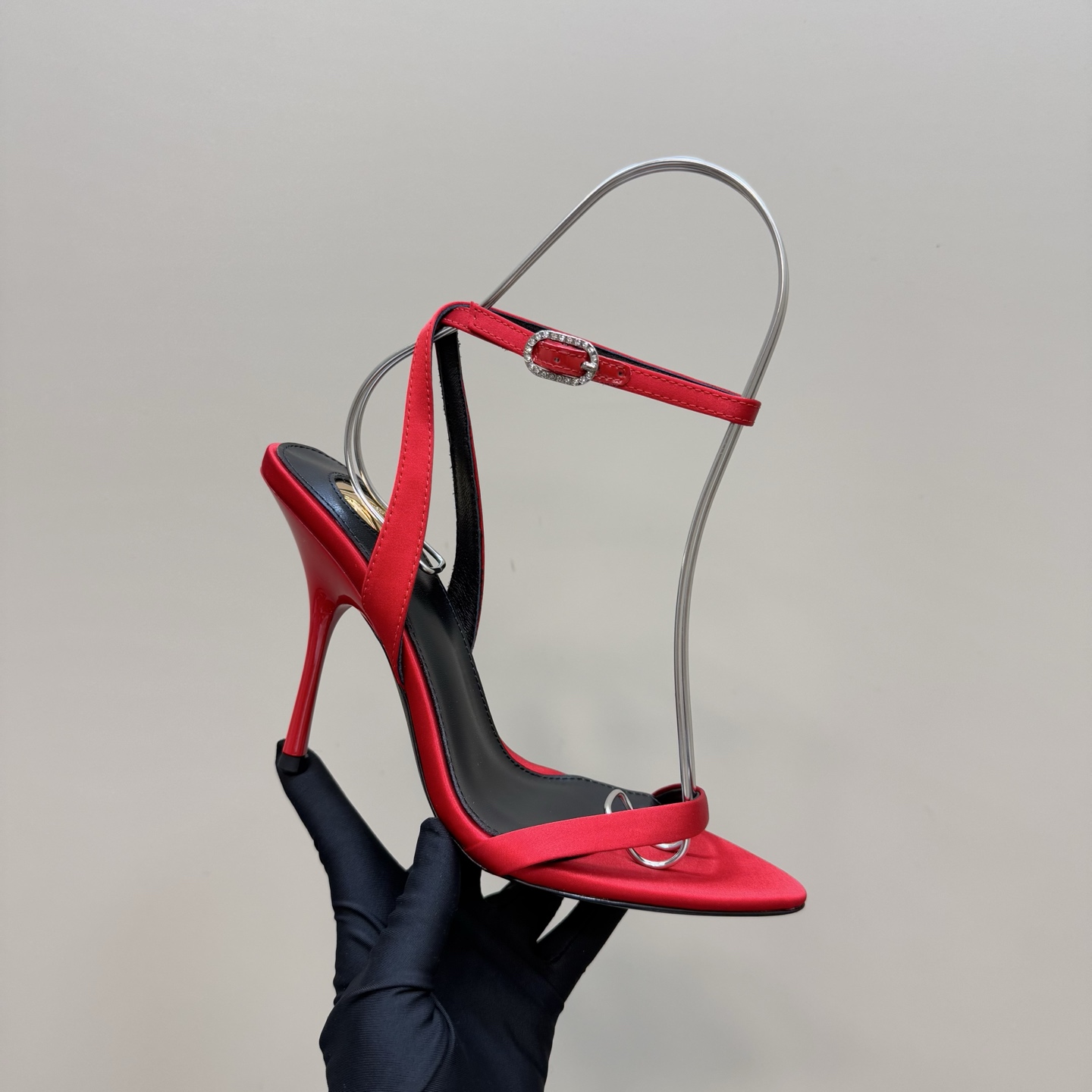 Saint Laurent Women's Red Silk High Heel Sandals 2 i1744324831715 147 0 6