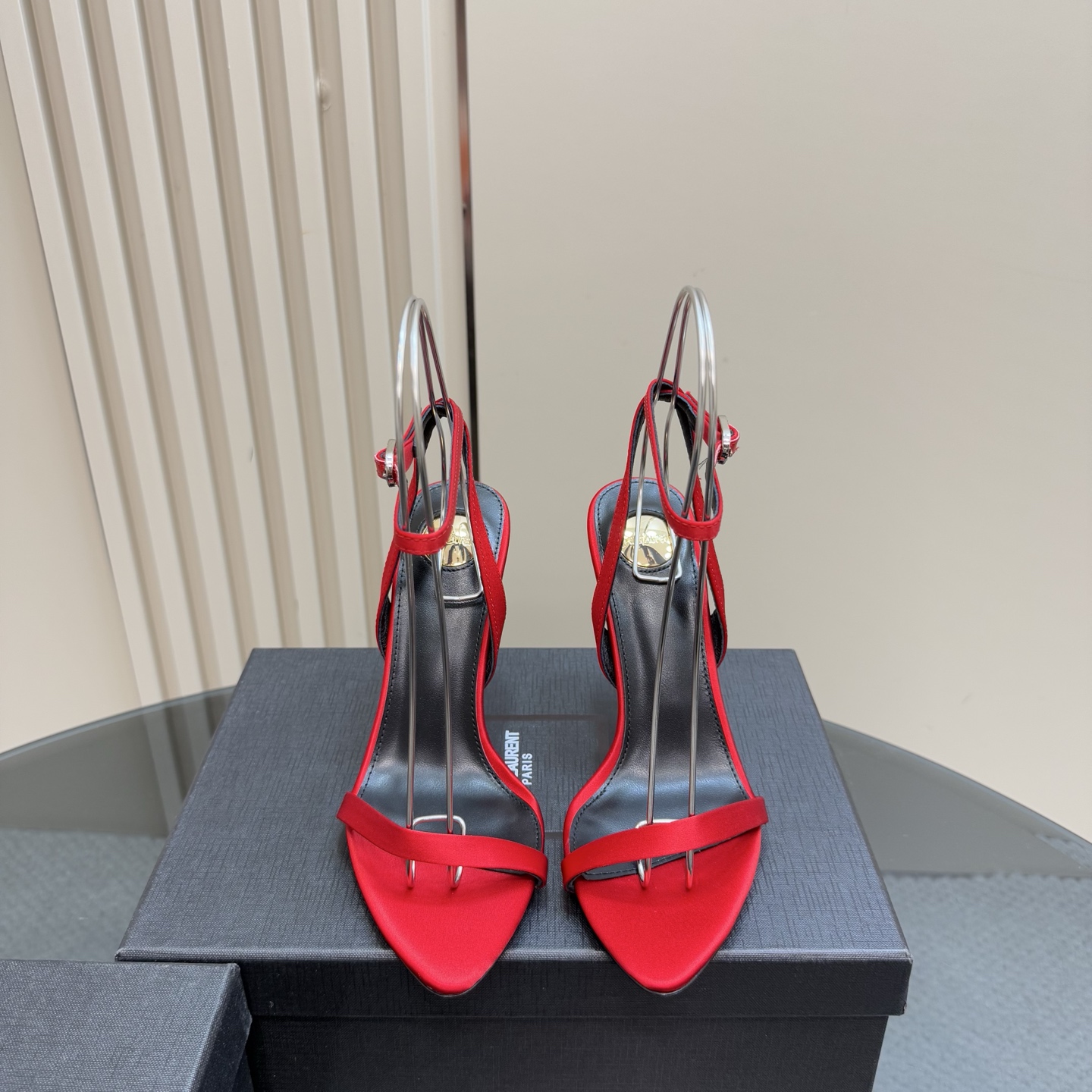 Saint Laurent Women's Red Silk High Heel Sandals 4 i1744324831727 5724 0 1