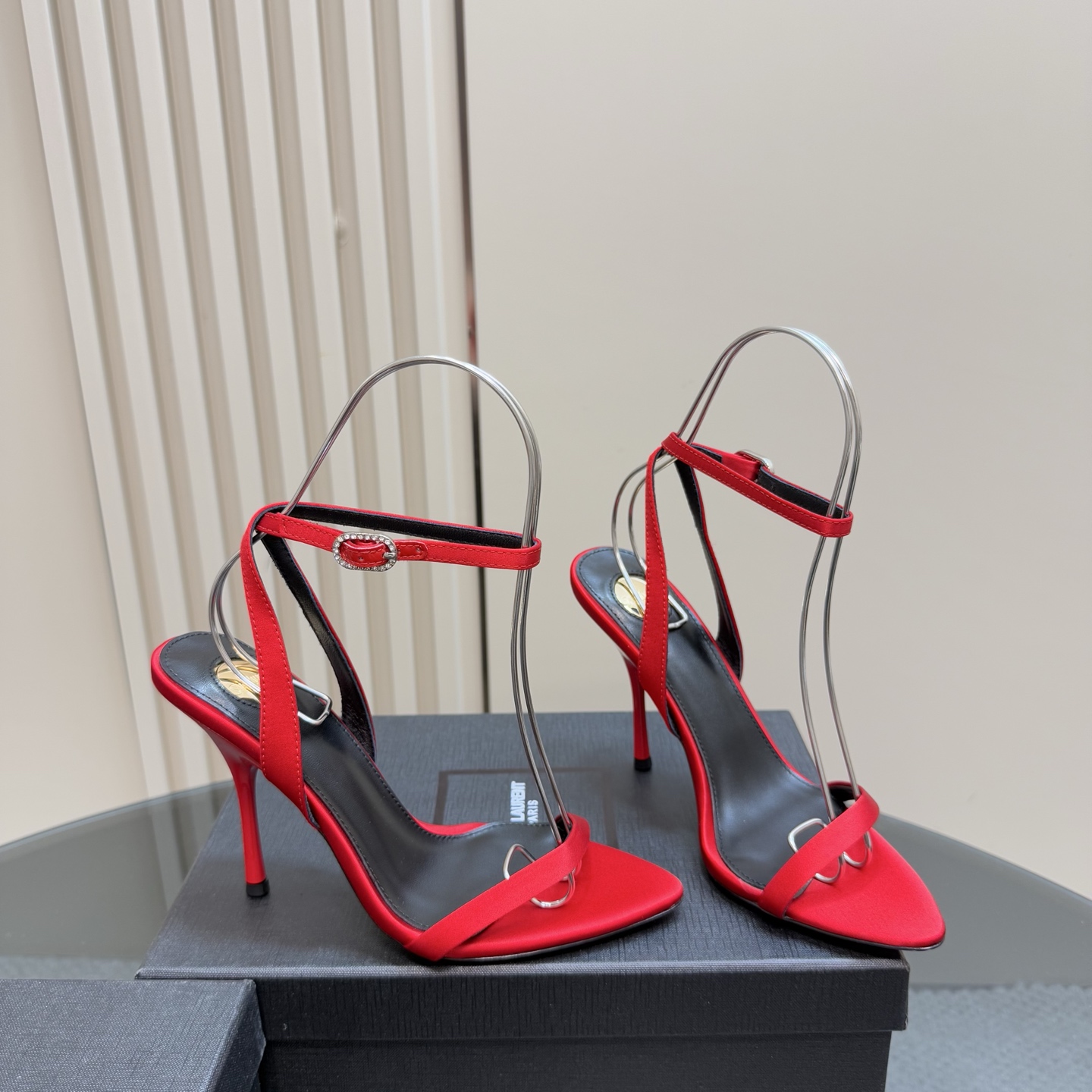Saint Laurent Women's Red Silk High Heel Sandals 6 i1744324832745 1393 0 3