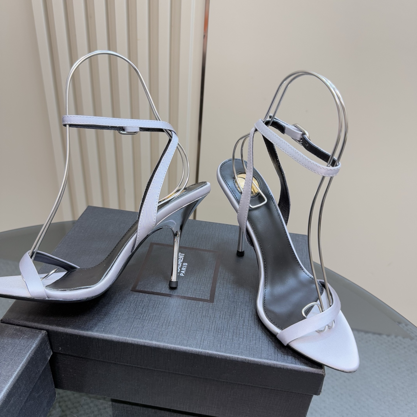 Saint Laurent Elegant Silk High Heel Sandals - Chic Summer Style -10.5cm Heel 5 i1744324856956 3468 0 2