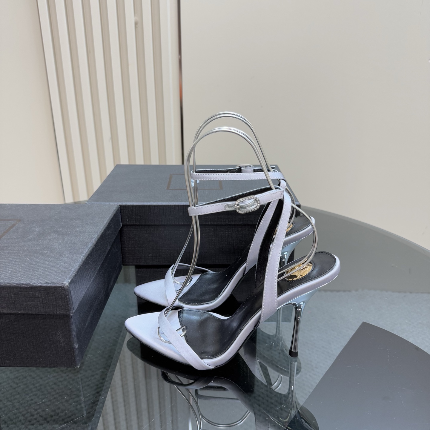 Saint Laurent Elegant Silk High Heel Sandals - Chic Summer Style -10.5cm Heel 3 i1744324857711 6470 0 0