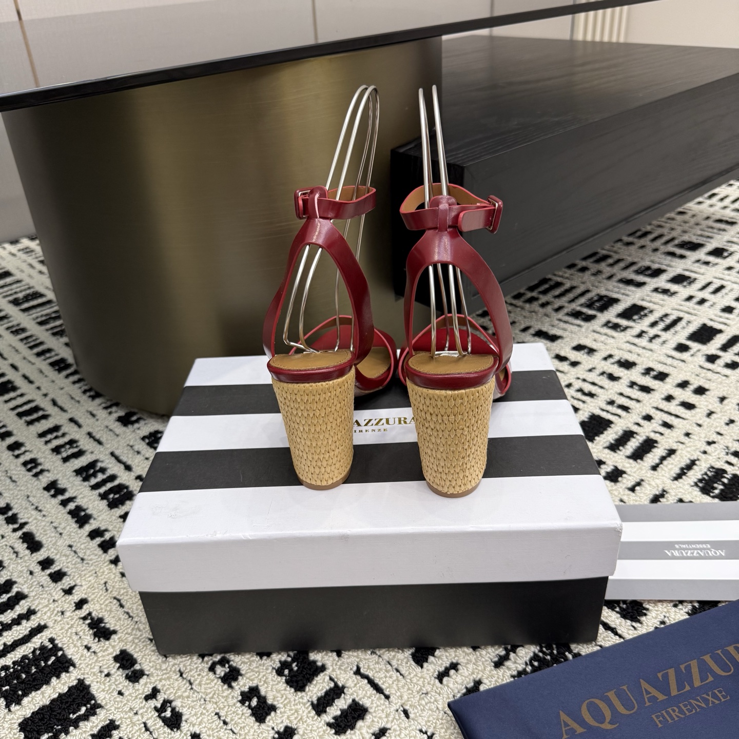 Aquazzura Woven Heel Sandals, Swarovski Buckle, Genuine Leather, 8.5cm Heel 7 i1745972281584 2772 0 4