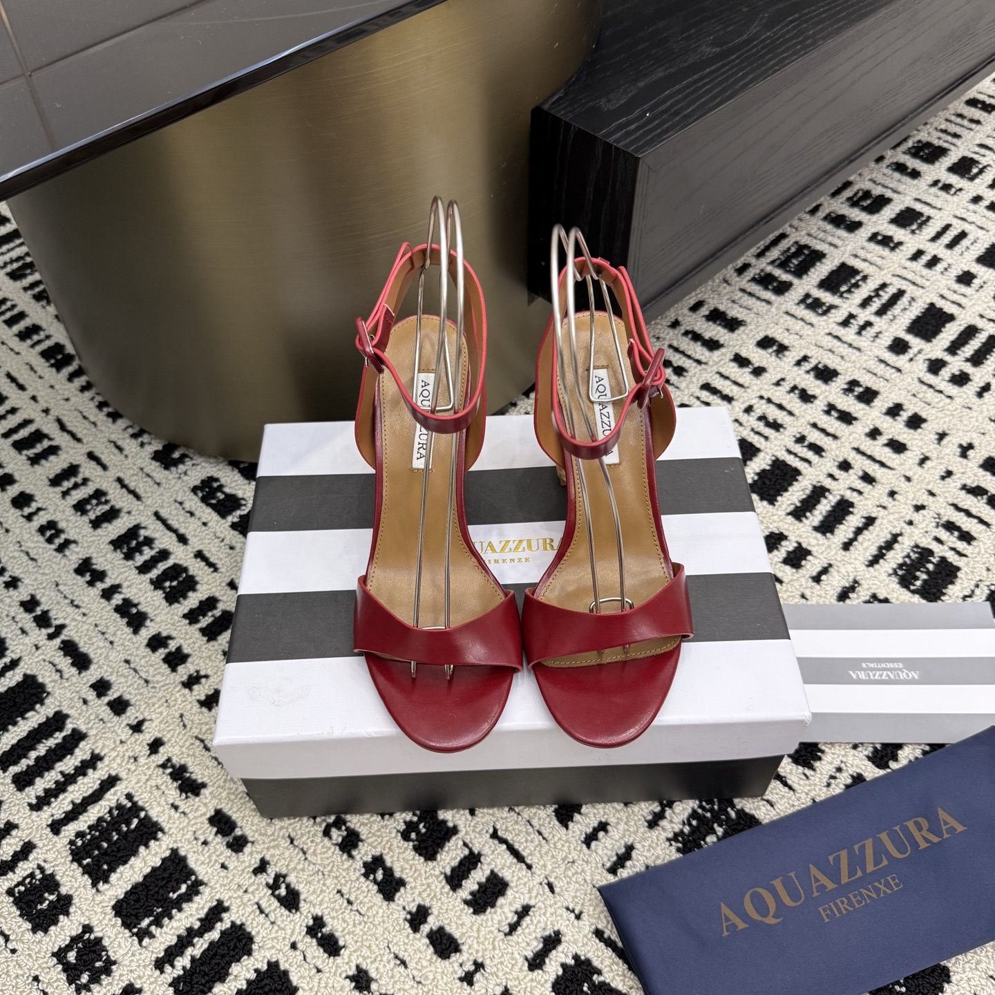 Aquazzura Woven Heel Sandals, Swarovski Buckle, Genuine Leather, 8.5cm Heel 3 i1745972283055 7755 0 0