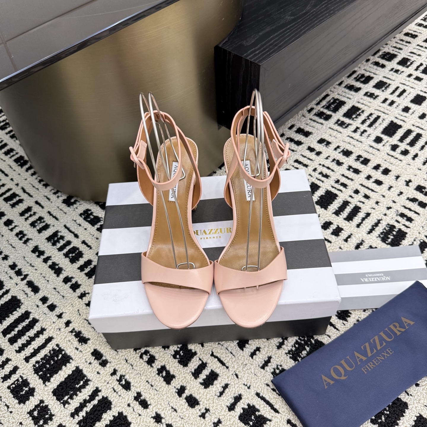 Aquazzura Zp Woven Chunky Heel Sandals, Swarovski Crystal, Leather Outsole 3 i1745972381825 9541 0 0