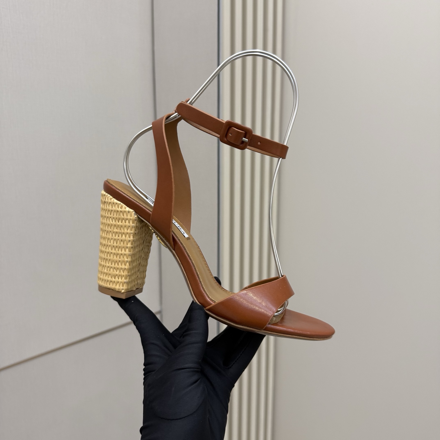Aquazzura Braided Heeled Sandals, Swarovski Crystal Buckle, Leather Outsole 2 i1745972418548 2851 0 6