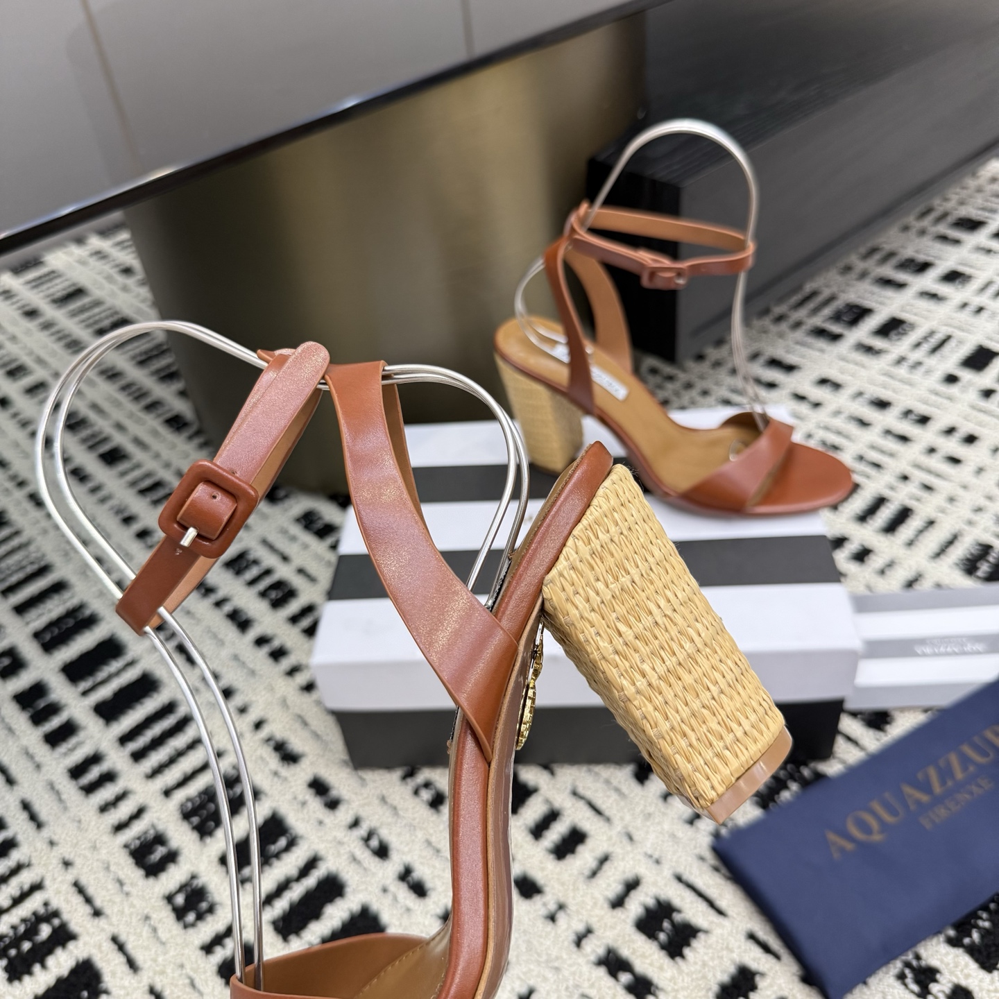 Aquazzura Braided Heeled Sandals, Swarovski Crystal Buckle, Leather Outsole 8 i1745972419873 8370 0 5