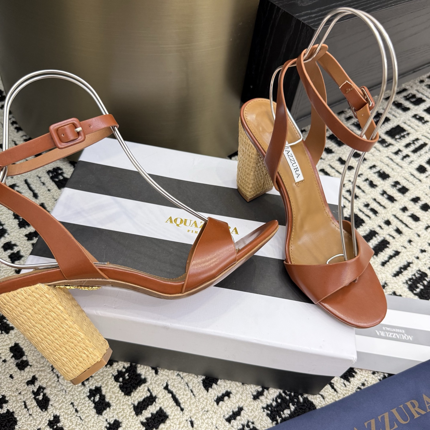 Aquazzura Braided Heeled Sandals, Swarovski Crystal Buckle, Leather Outsole 5 i1745972419925 8008 0 2