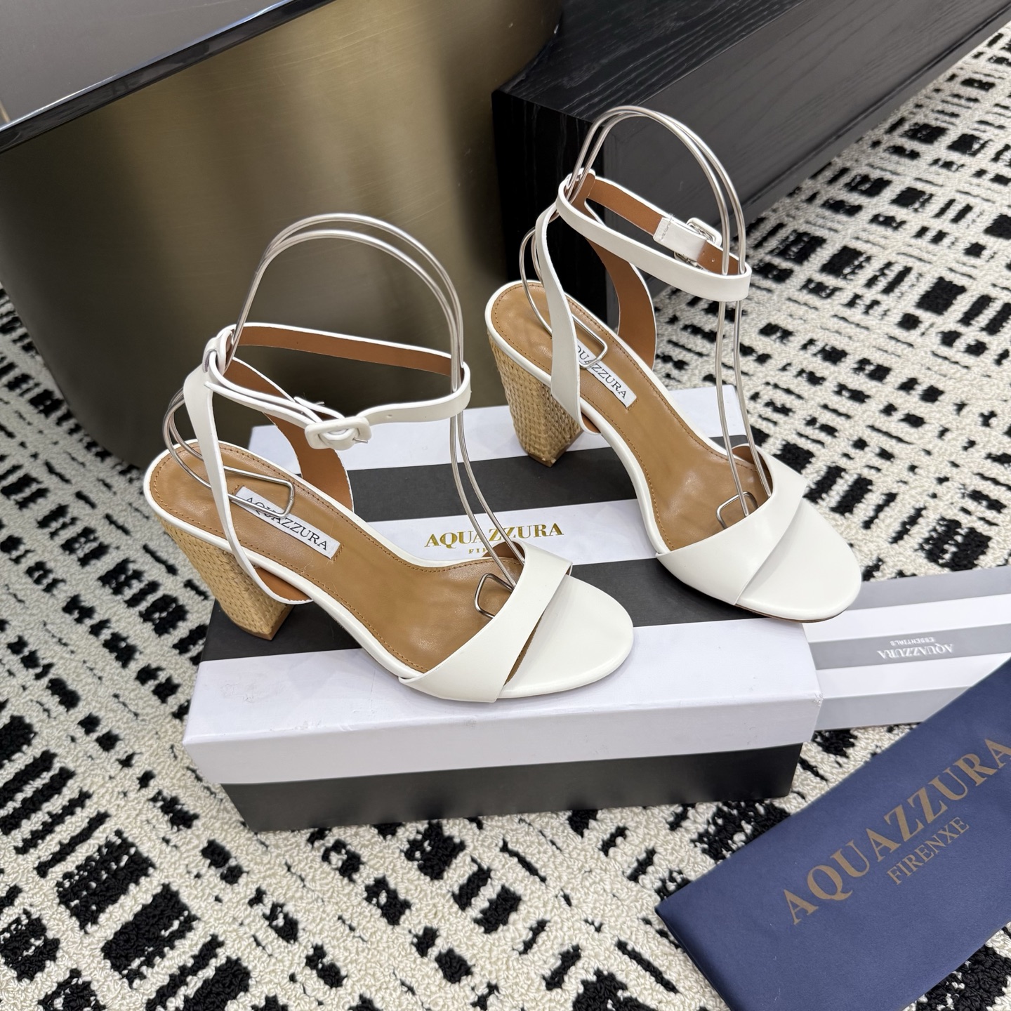 Aquazzura White Leather Woven Heel Sandals - Stylish & Comfortable 4 i1745972480996 3747 0 1
