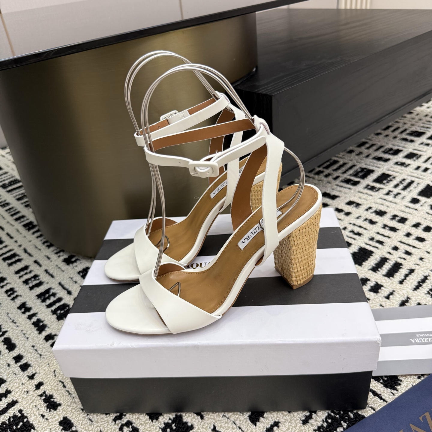 Aquazzura White Leather Woven Heel Sandals - Stylish & Comfortable 6 i1745972480996 8206 0 3