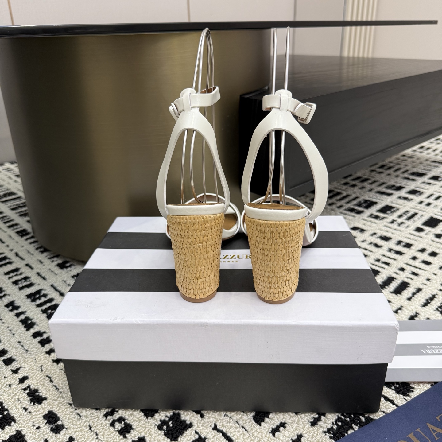 Aquazzura White Leather Woven Heel Sandals - Stylish & Comfortable 7 i1745972481583 9302 0 4