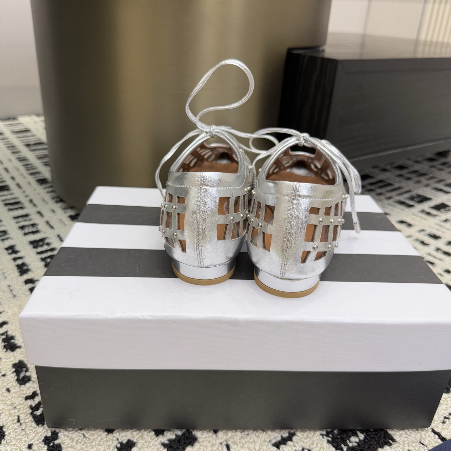 Aquazzura Silver Leather Studded Sandals, Elegant and Fashion Forward 7 i1746008414051 3496 0 4