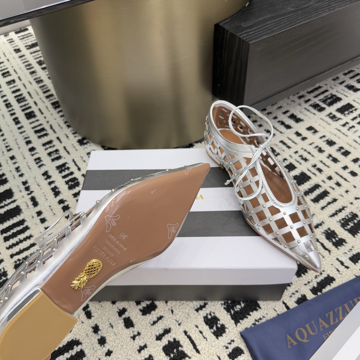 Aquazzura Silver Leather Studded Sandals, Elegant and Fashion Forward 8 i1746008415843 9999 0 5