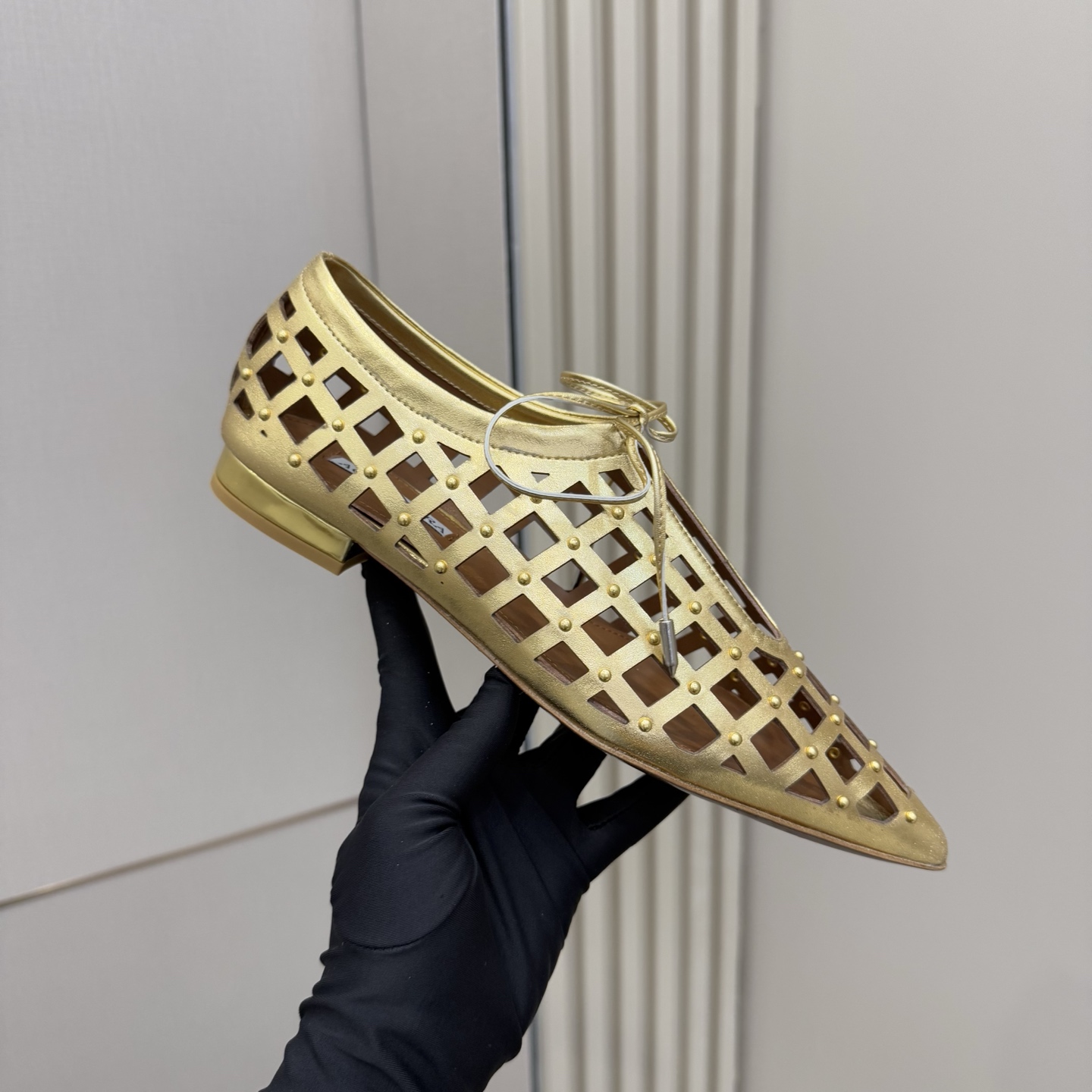 Aquazzura Gold Studded Leather Pointed Ballet Flats 2 i1746008577719 5154 0 6