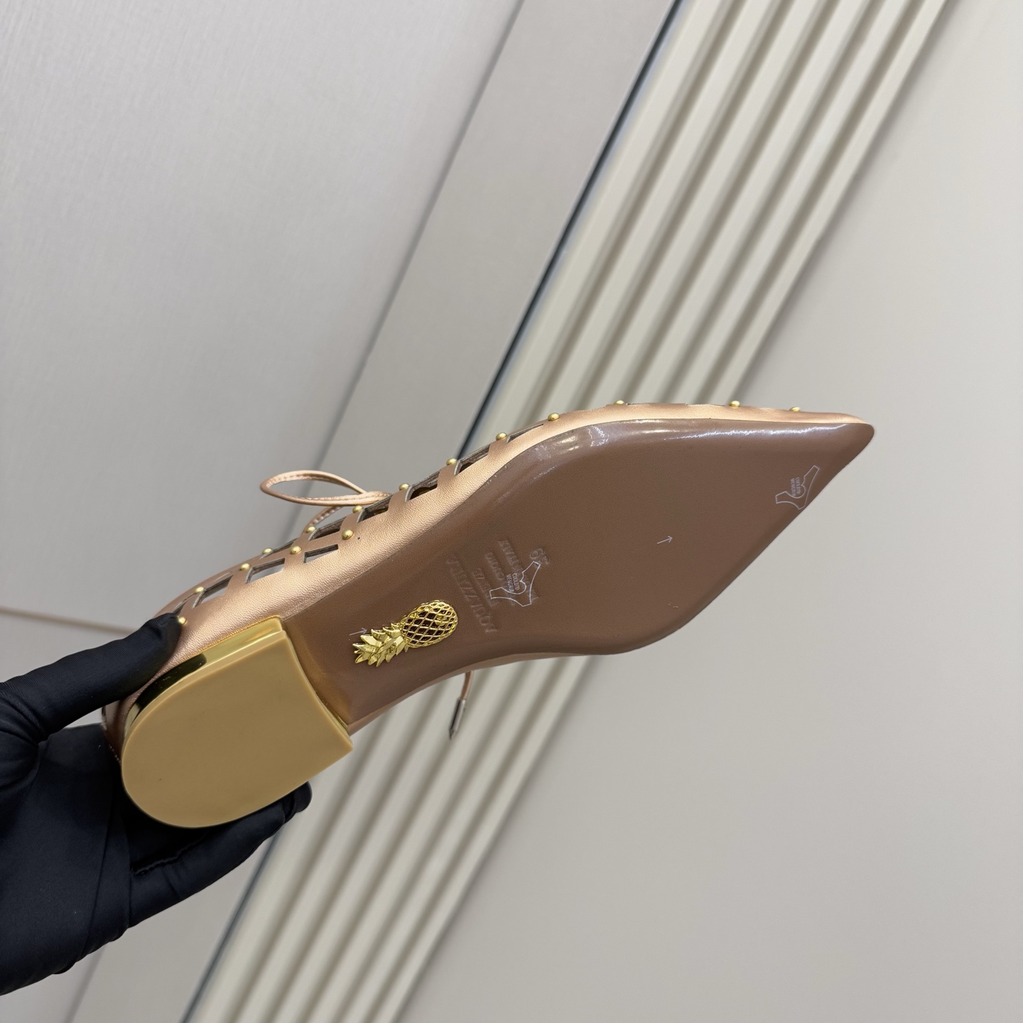 Aquazzura Pineapple Studded Leather Point-Toe Flats for Women, Elegant Design 10 i1746008644234 5239 0 8