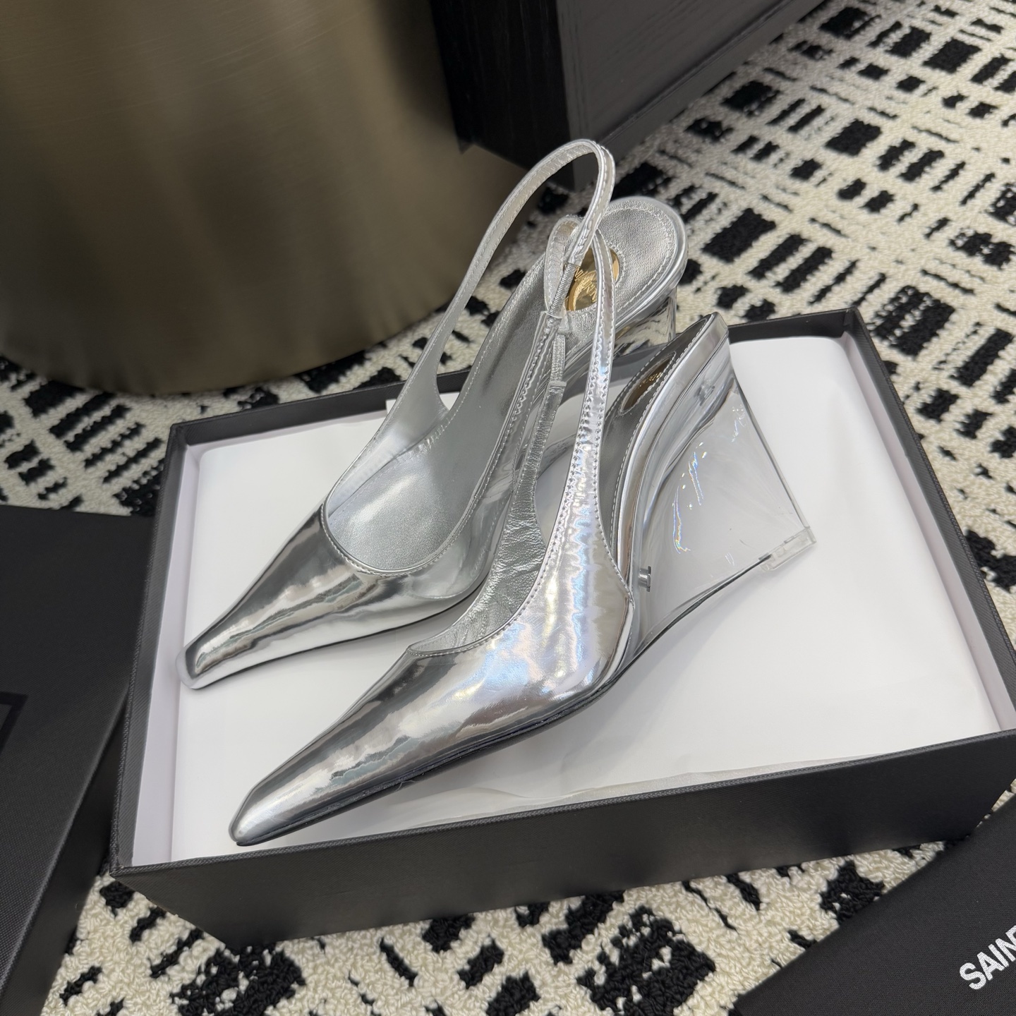 SAIN*LAURENT 2025 Silver Wedge Sandals - Elegant Summer Heels 2 i1746201909929 5360 0 3