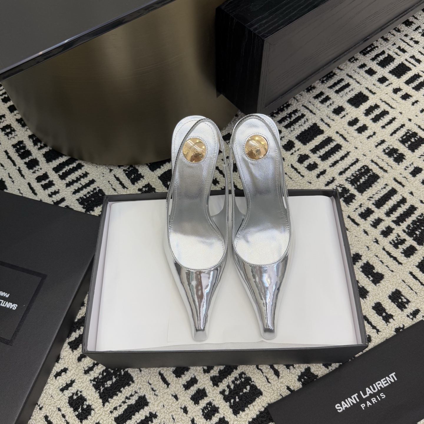 SAIN*LAURENT 2025 Silver Wedge Sandals - Elegant Summer Heels 3 i1746201910055 3946 0 0