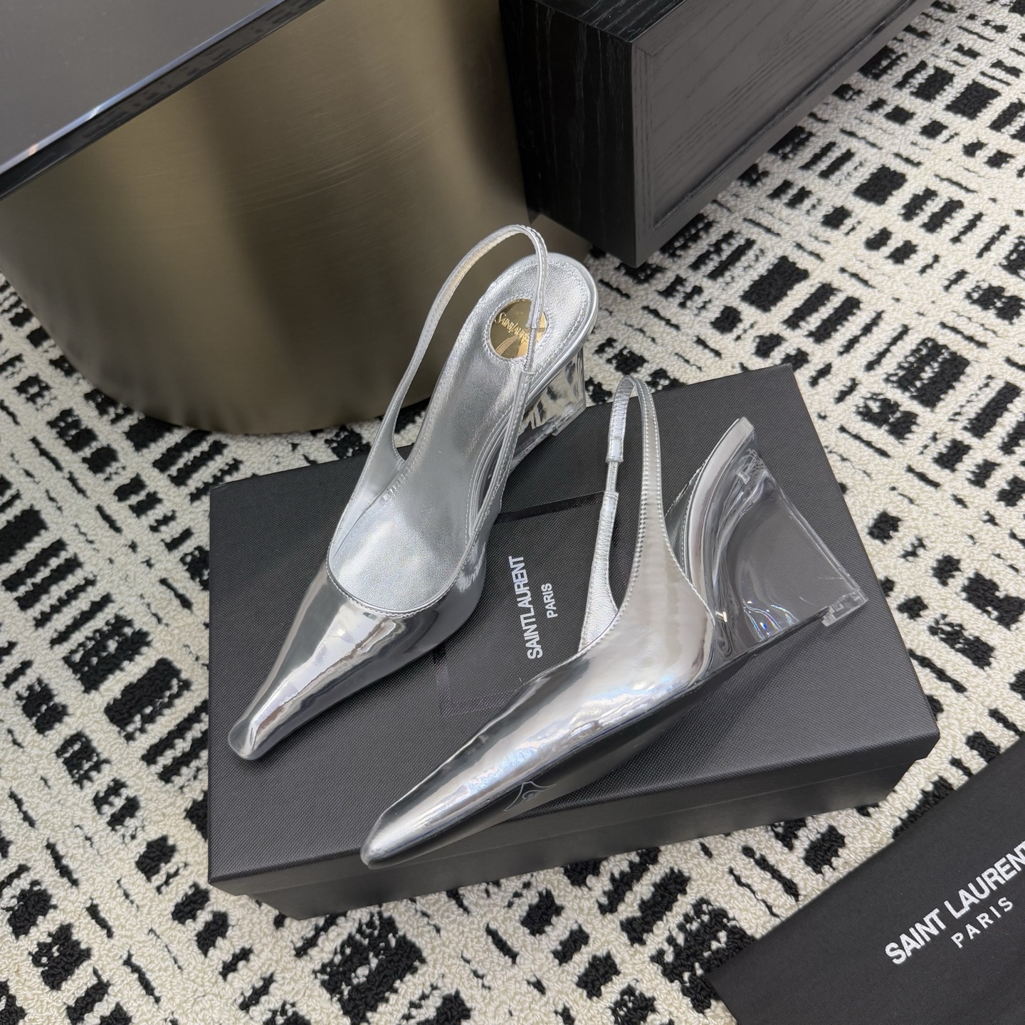 SAIN*LAURENT 2025 Silver Wedge Sandals - Elegant Summer Heels 7 i1746201910853 9336 0 5