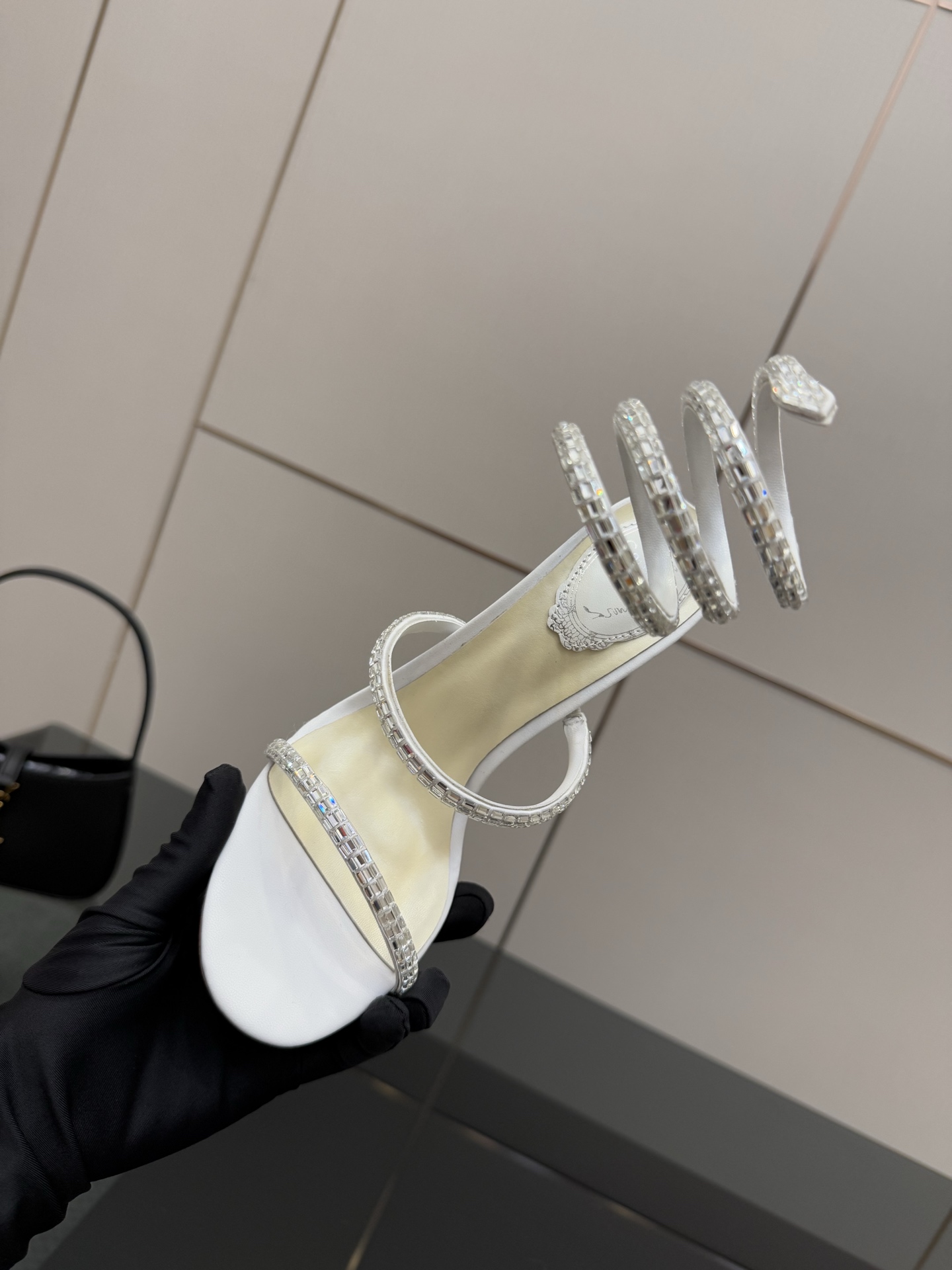 Rene Caovilla White Crystal Embellished Snake Wrap Sandals,Heel height 9.5cm 9 i1746815166716 928 0 7
