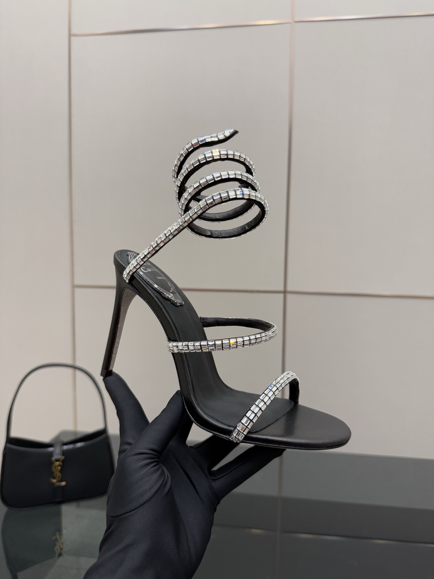 Rene Caovilla Women's Cleo Crystal Embellished Ankle Wrap Heeled Sandals 1 Rene Caovilla Women's Cleo Crystal Embellished Ankle Wrap Heeled Sandals