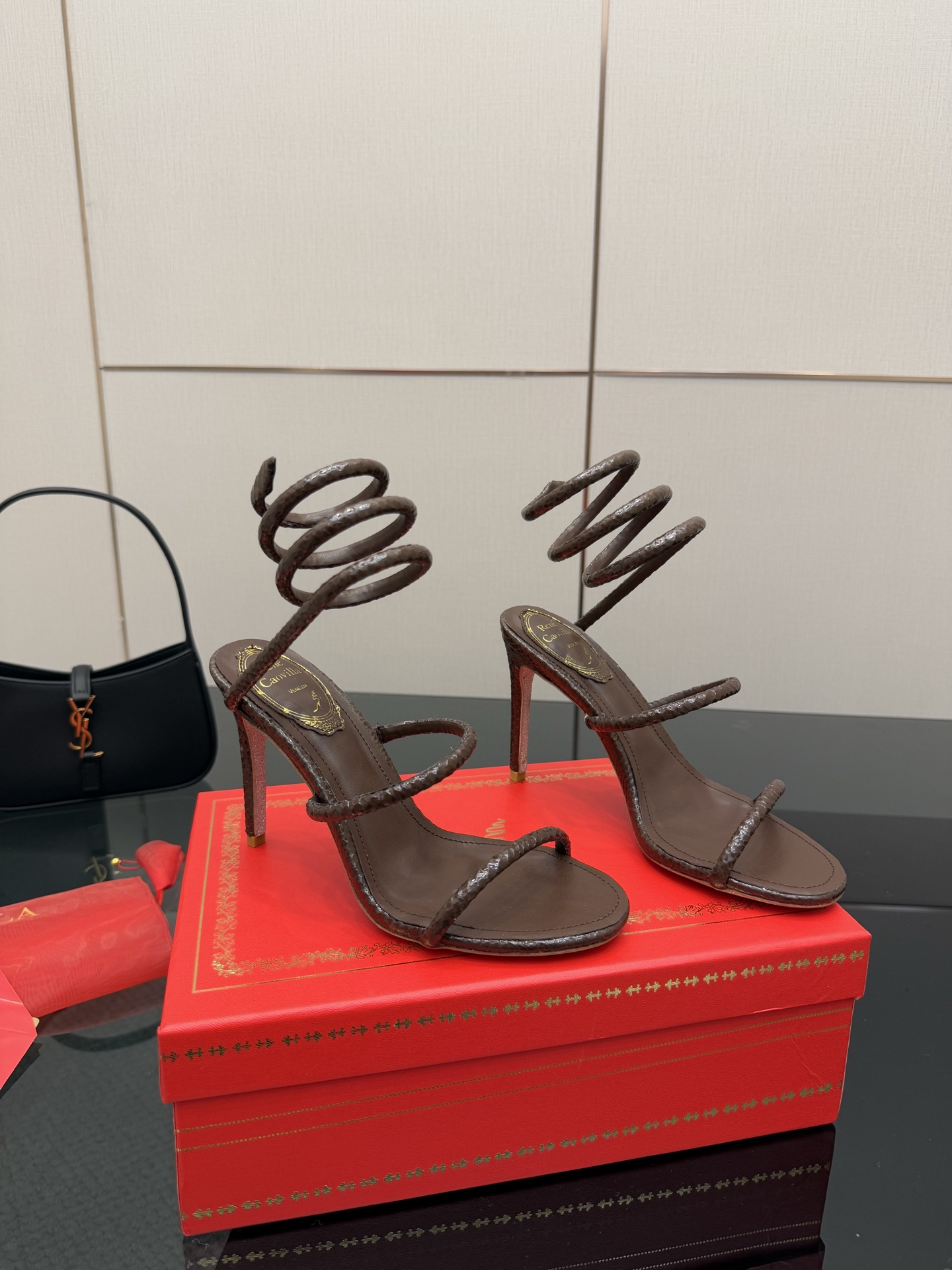 Rene Caovilla Women's Brown Snake Heeled Sandals 4 i1746815851579 1660 0 1