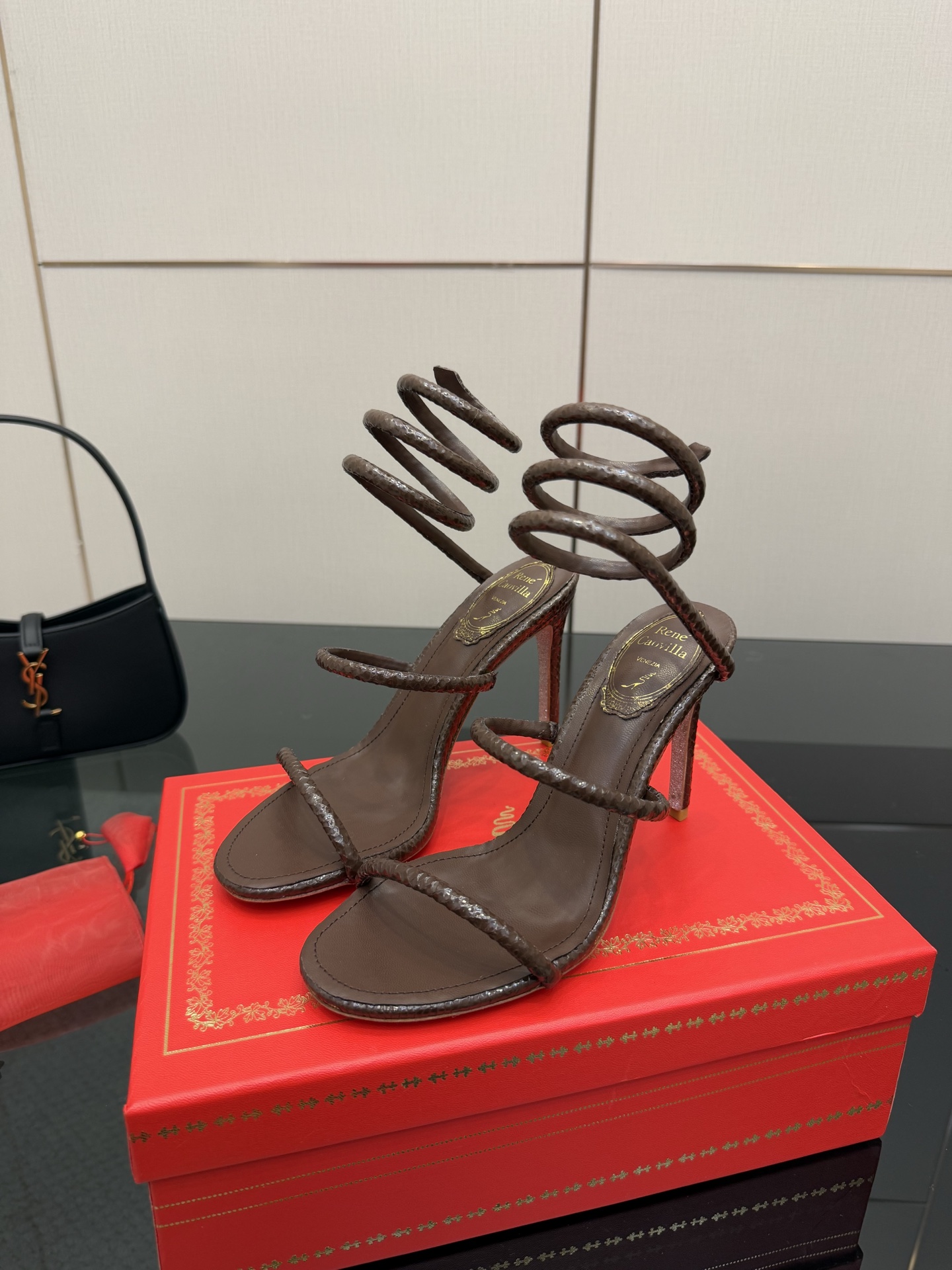 Rene Caovilla Women's Brown Snake Heeled Sandals 7 i1746815855281 6026 0 4