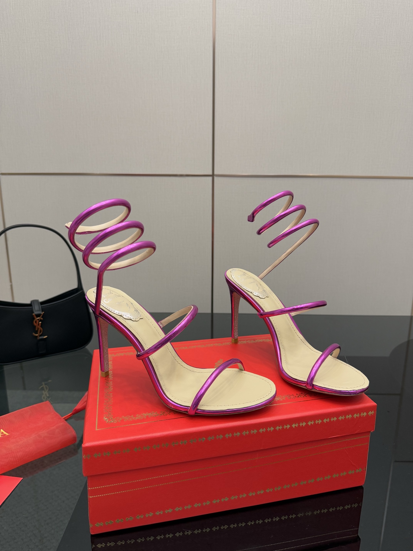 Rene Caovilla Cleo Metallic Pink Snake Wrap High Heel Sandals 4 i1746816470901 5628 0 1