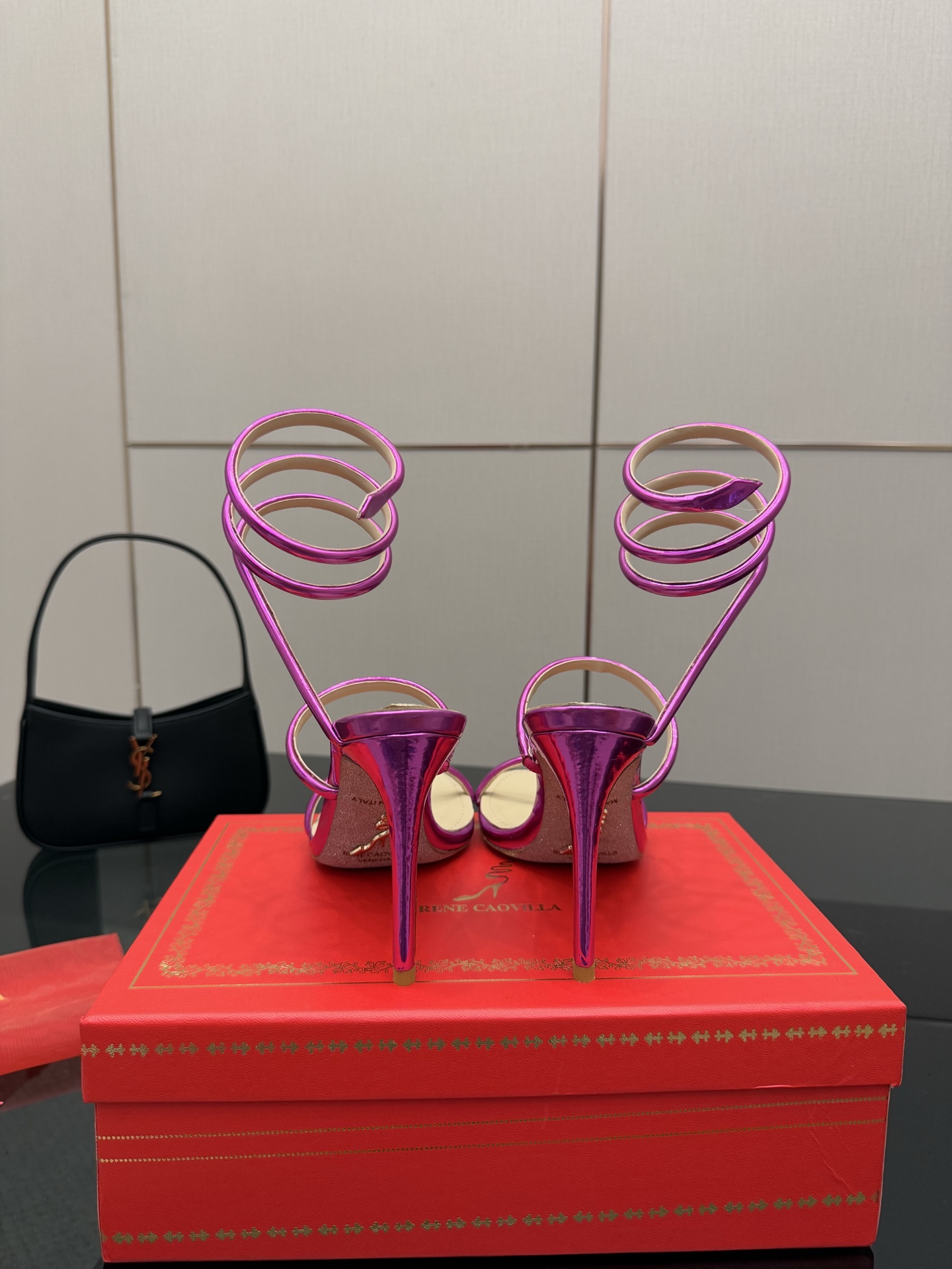 Rene Caovilla Cleo Metallic Pink Snake Wrap High Heel Sandals 8 i1746816470989 7027 0 5