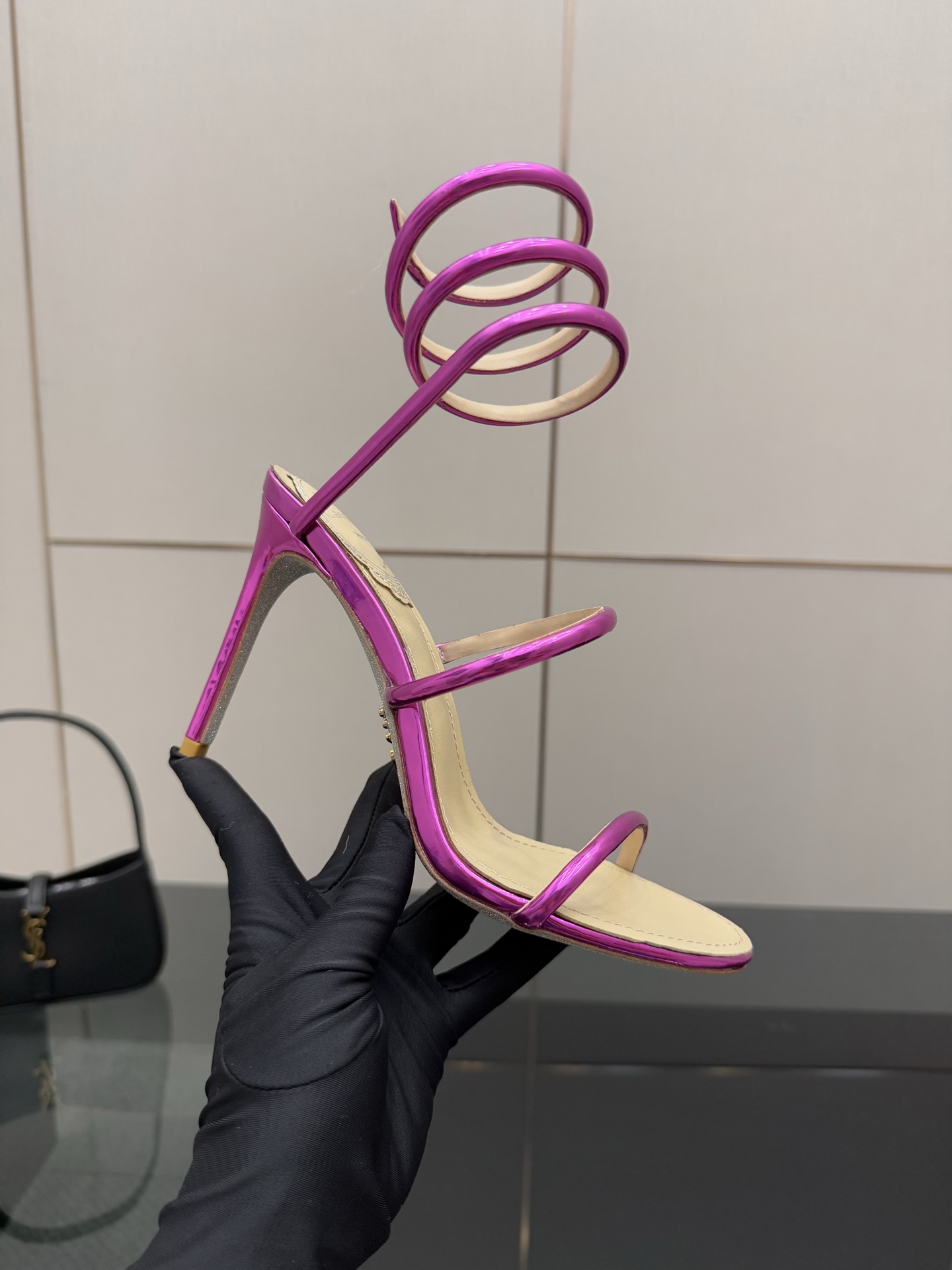 Rene Caovilla Cleo Metallic Pink Snake Wrap High Heel Sandals 2 i1746816474732 9317 0 6