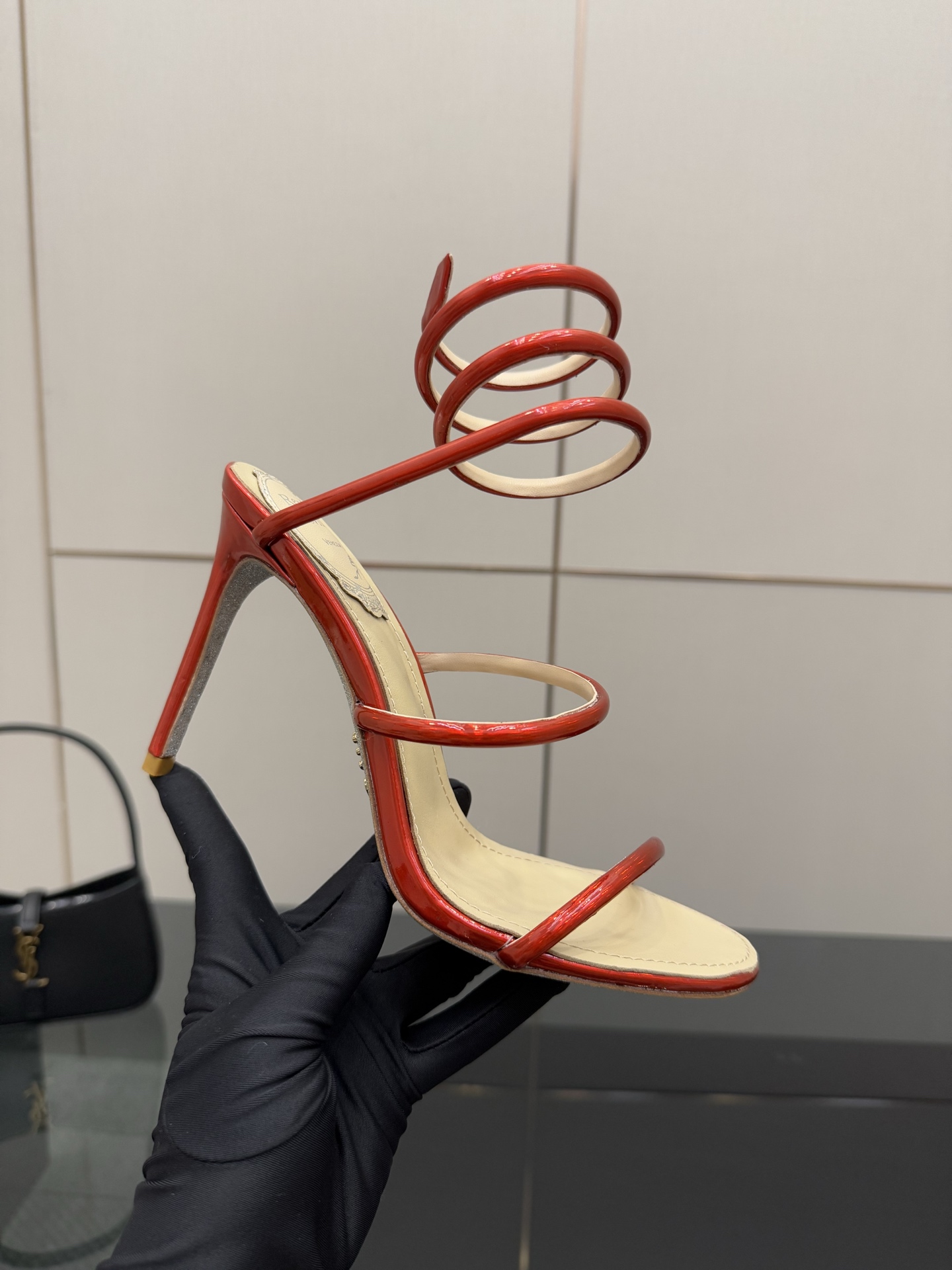 Rene Caovilla Red Metallic Snake Wrap Heeled Sandals Women's Size 2 i1746816540133 290 0 6