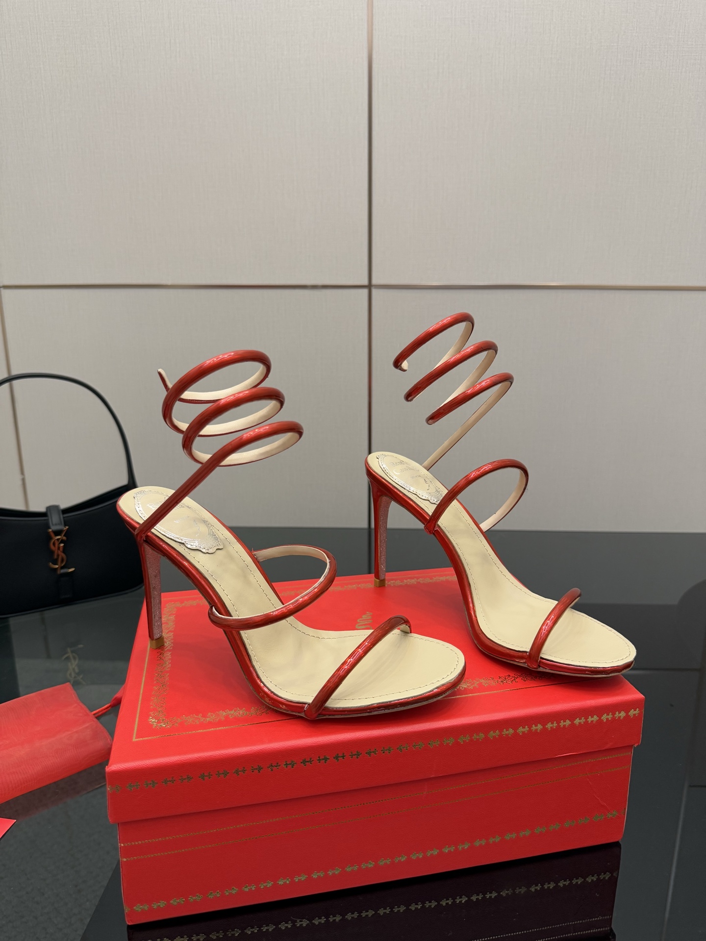 Rene Caovilla Red Metallic Snake Wrap Heeled Sandals Women's Size 4 i1746816544912 7119 0 1