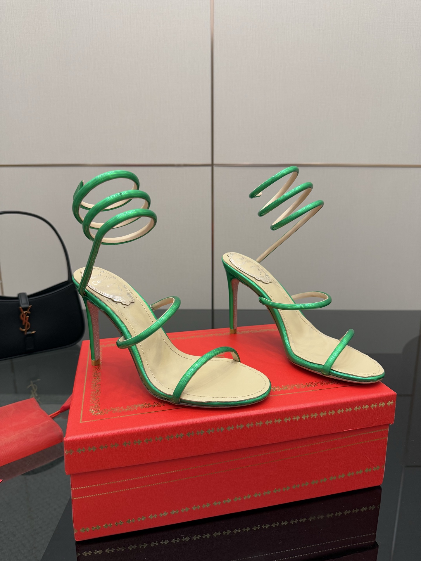 Rene Caovilla Metallic Green Snake Ankle Wrap Heeled Sandals 2 i1746816681397 1646 0 1