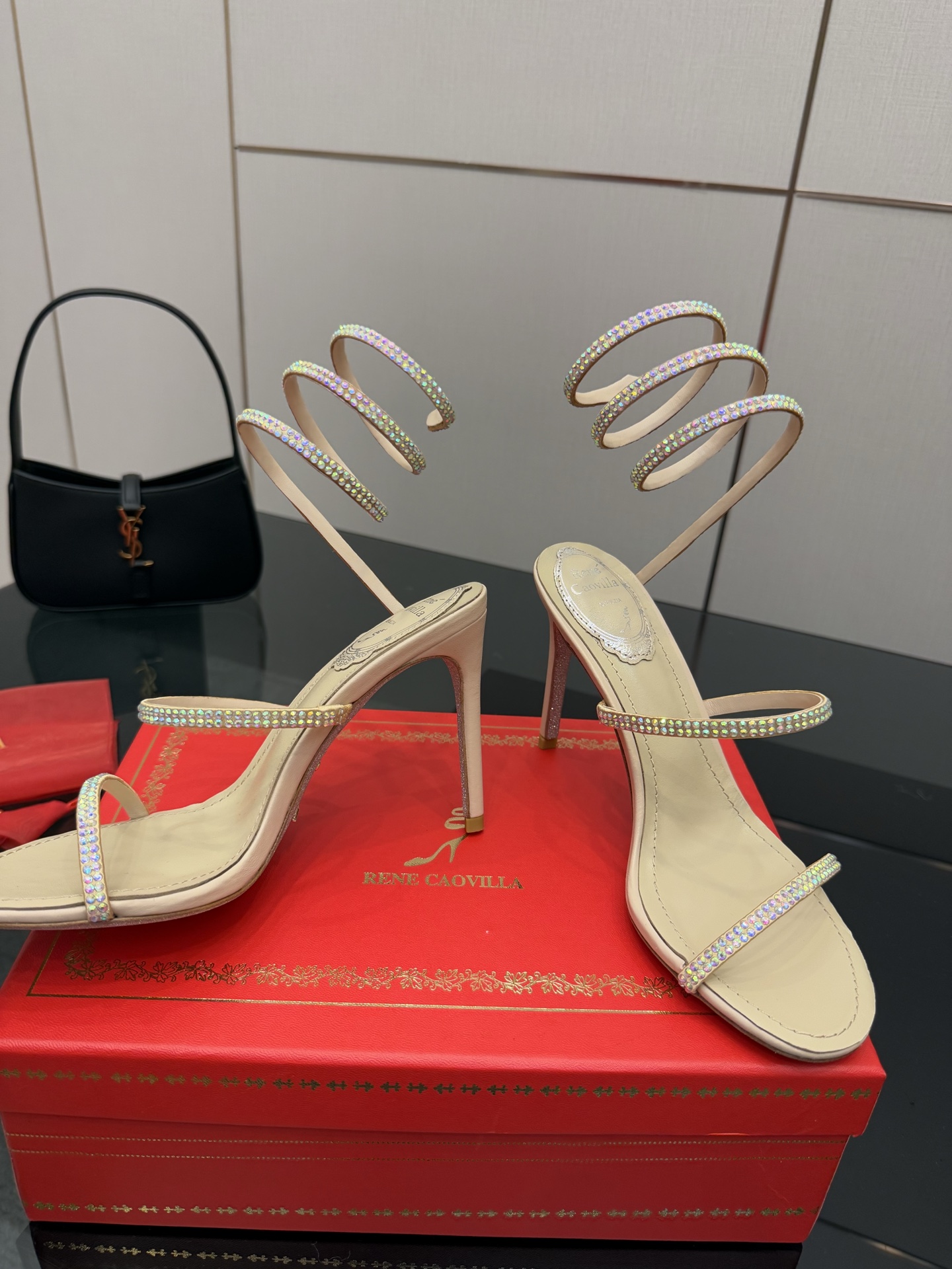 Rene Caovilla Women's Snake Crystal Embellished Heel Sandal 6 i1746817469318 1684 0 3