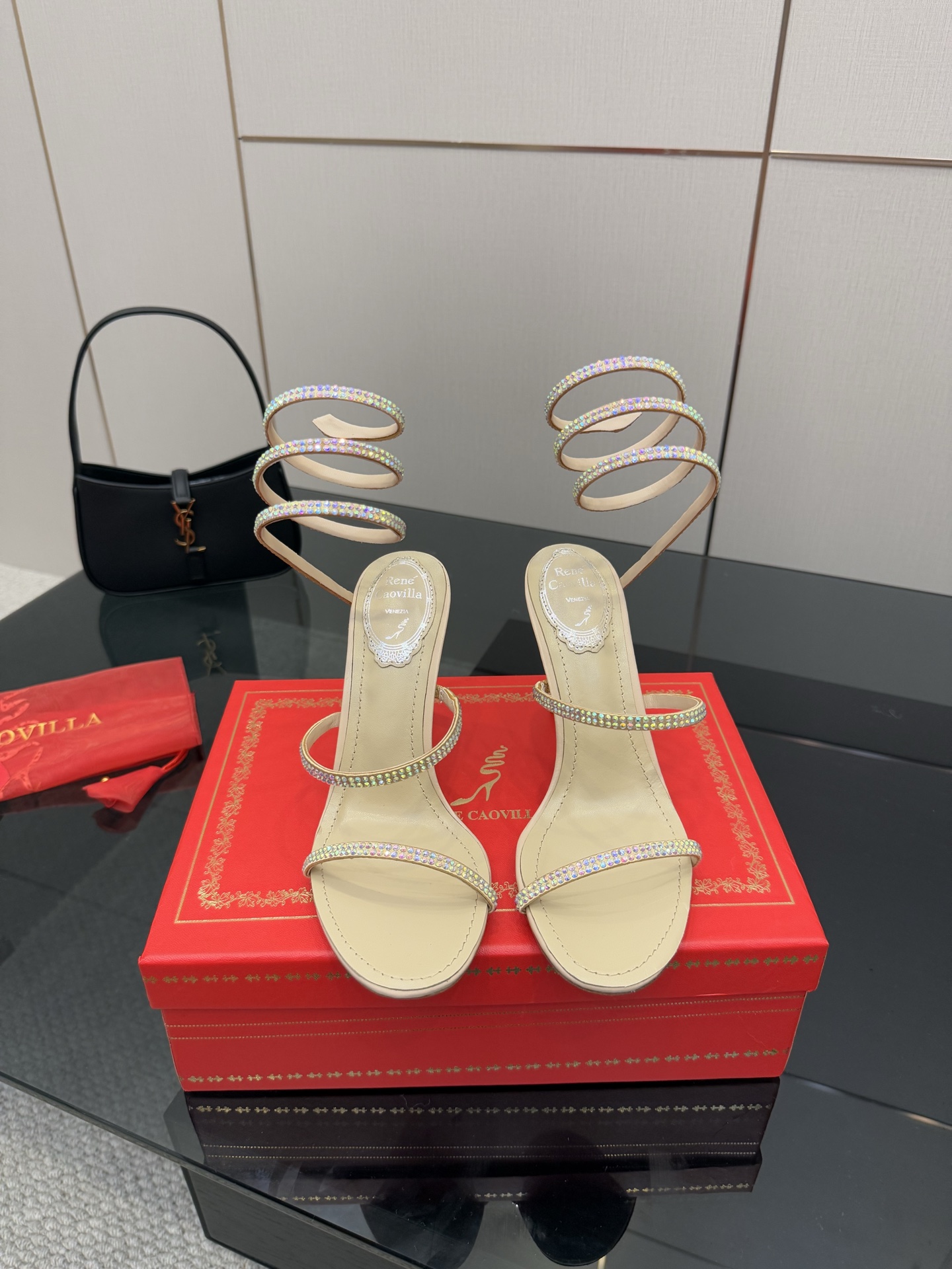 Rene Caovilla Women's Snake Crystal Embellished Heel Sandal 3 i1746817473462 6246 0 0