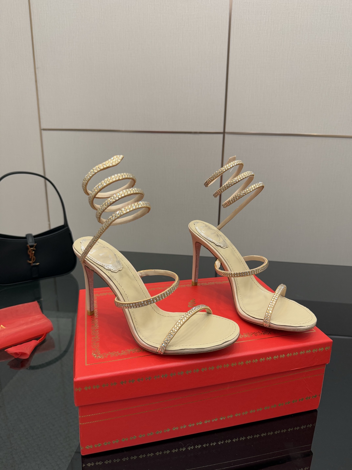 Rene Caovilla Crystal Embellished Snake Wrap Sandals, Luxury Heel 4 i1746817510423 7570 0 1