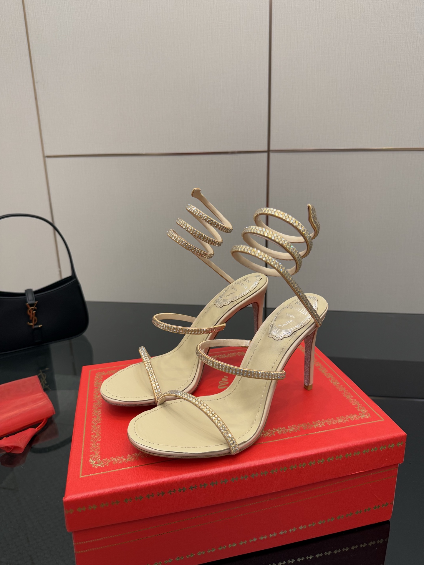 Rene Caovilla Crystal Embellished Snake Wrap Sandals, Luxury Heel 7 i1746817510544 2512 0 4