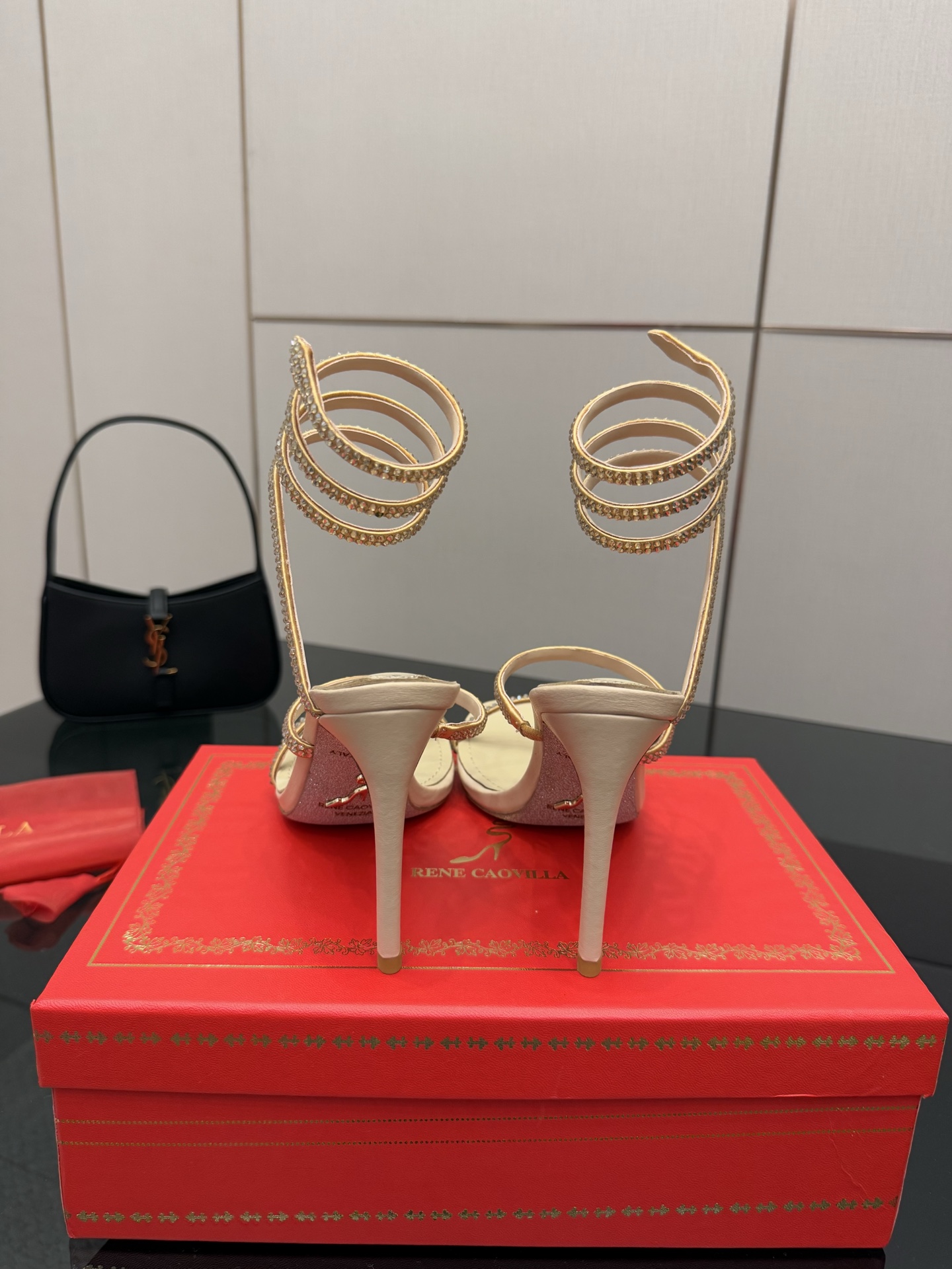 Rene Caovilla Crystal Embellished Snake Wrap Sandals, Luxury Heel 8 i1746817514793 6072 0 5