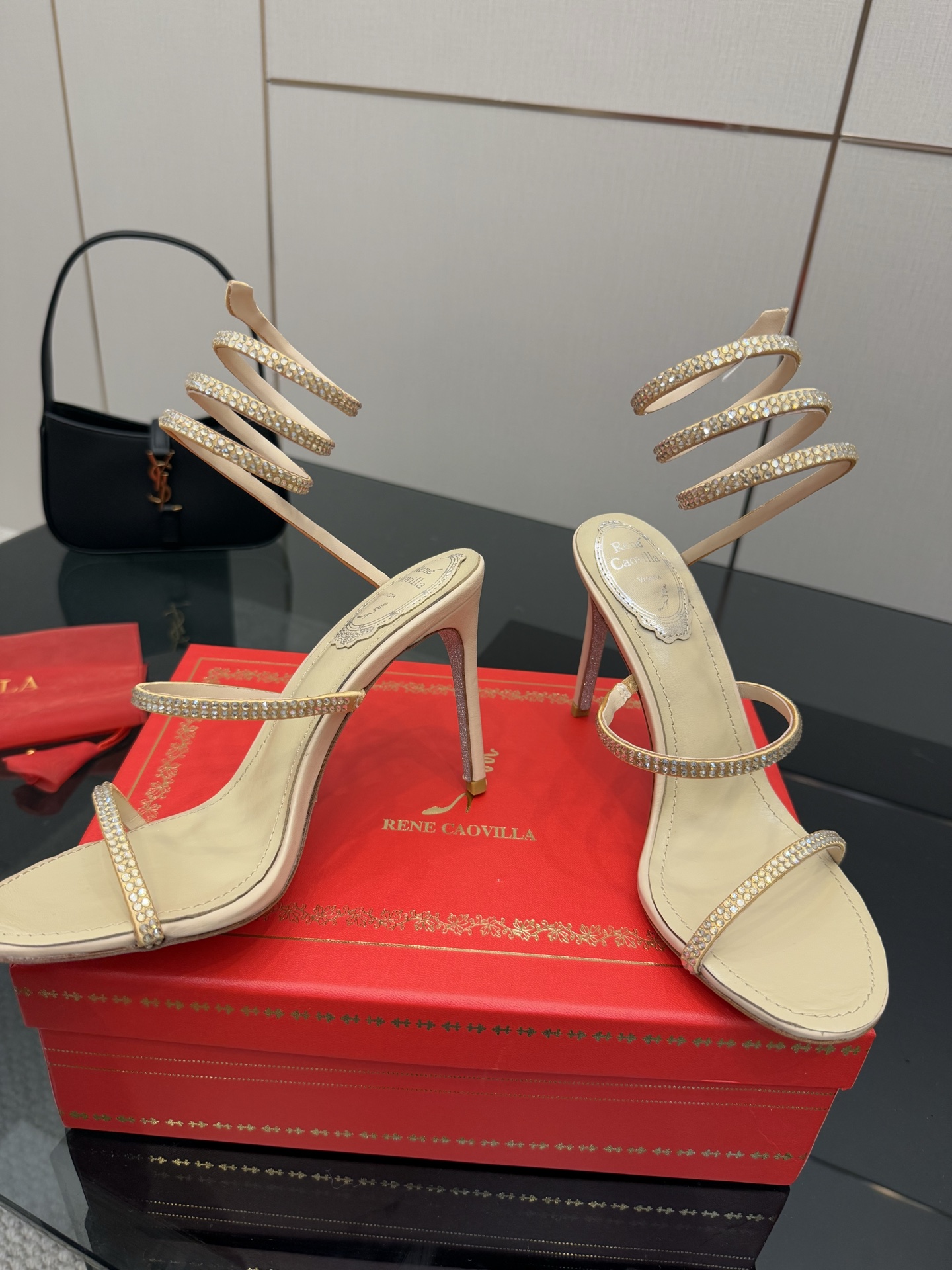 Rene Caovilla Crystal Embellished Snake Wrap Sandals, Luxury Heel 6 i1746817514855 8906 0 3