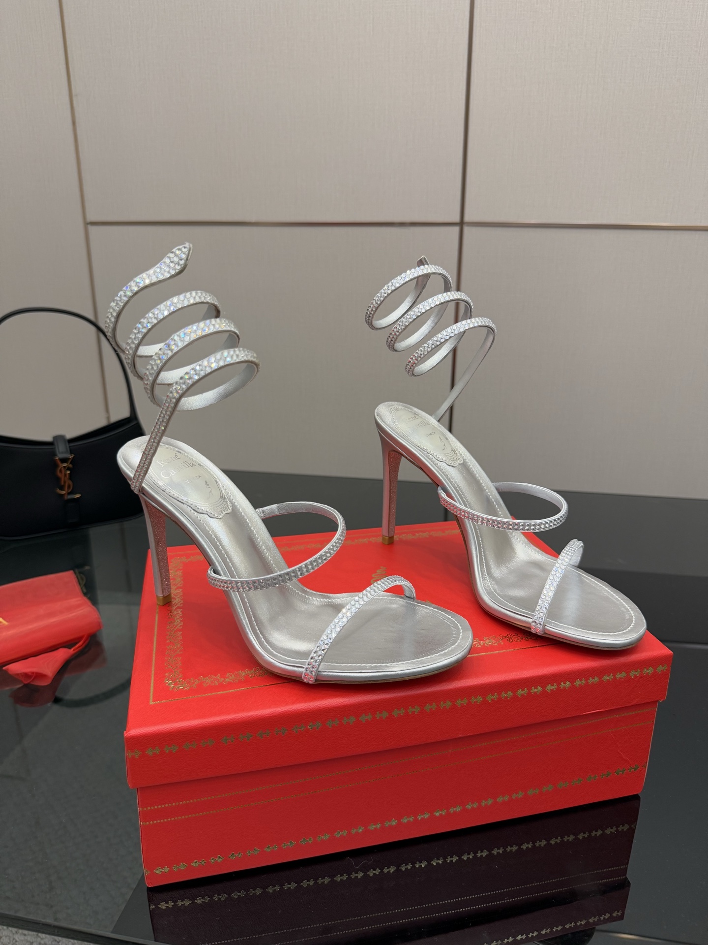 Rene Caovilla Silver Crystal Embellished Snake Wrap Heeled Sandal 4 i1746817701788 9334 0 1