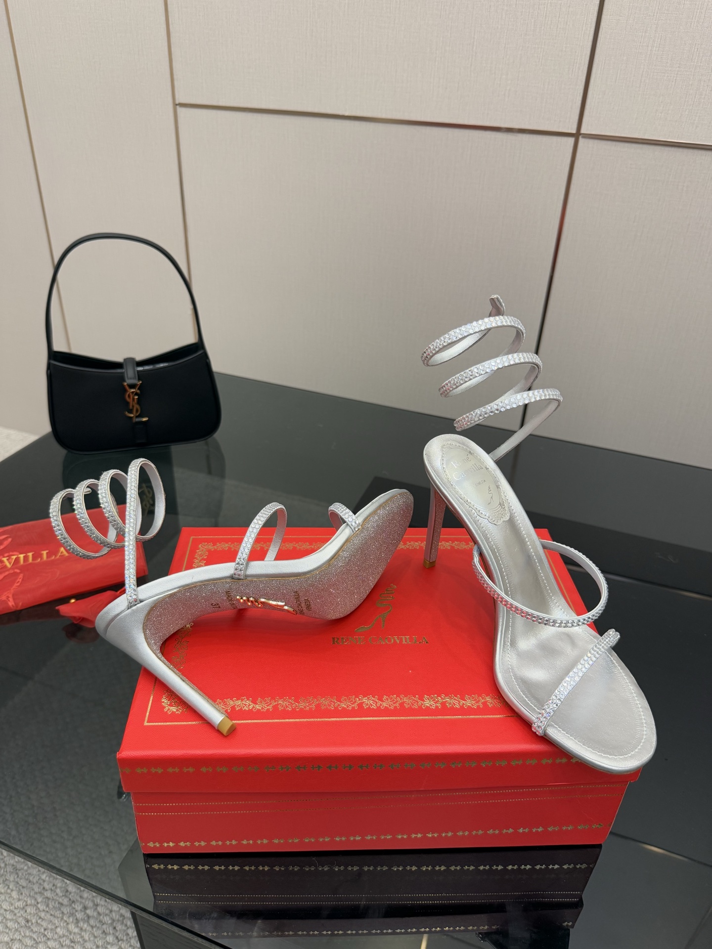 Rene Caovilla Silver Crystal Embellished Snake Wrap Heeled Sandal 5 i1746817701894 9909 0 2
