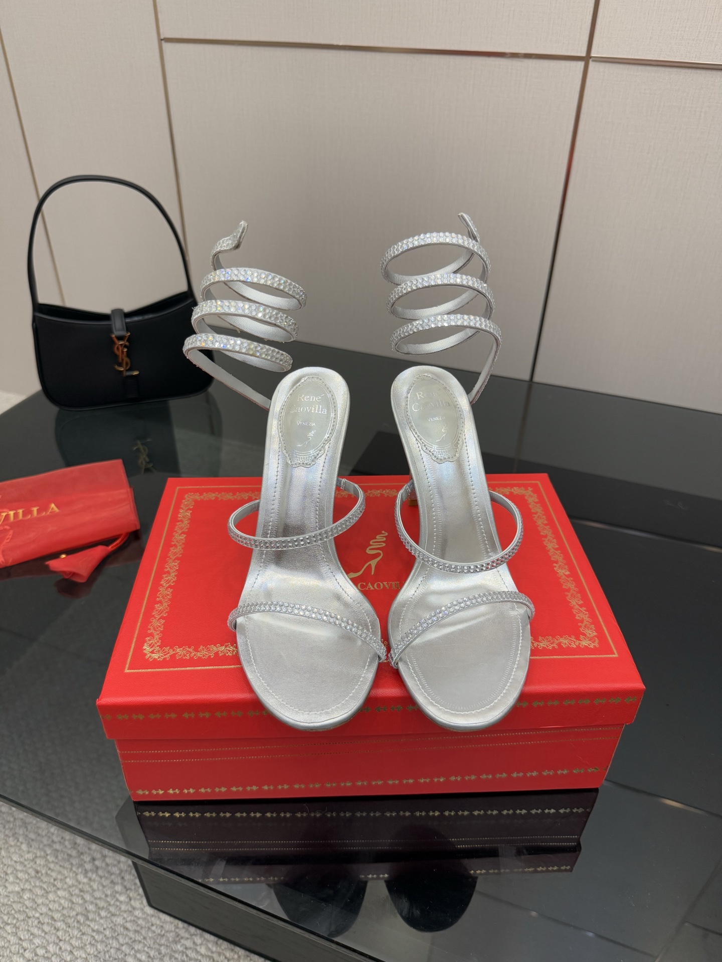 Rene Caovilla Silver Crystal Embellished Snake Wrap Heeled Sandal 3 i1746817705764 5141 0 0