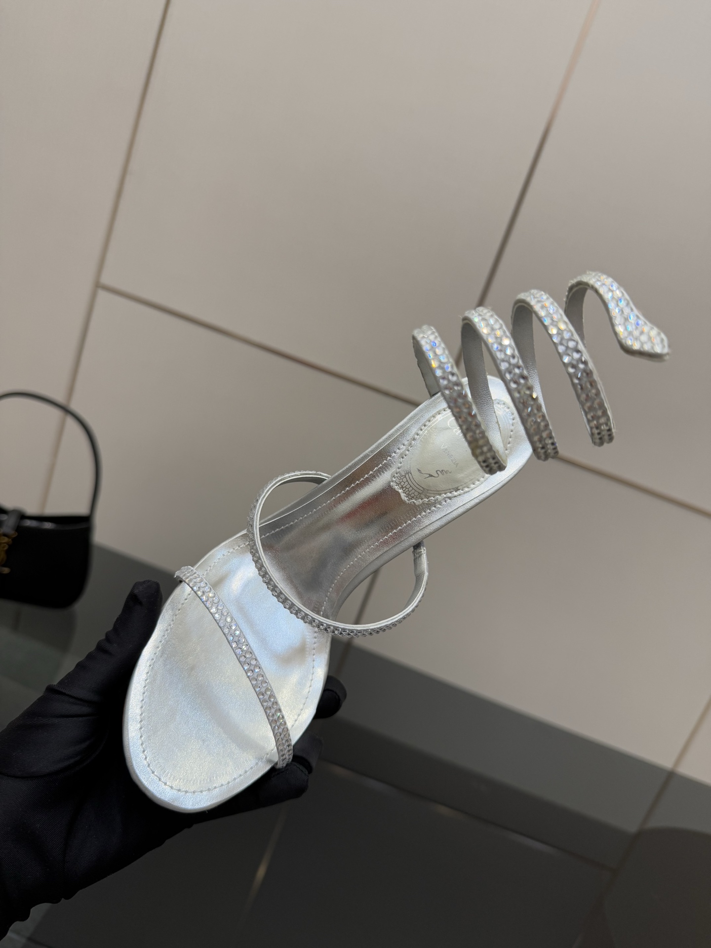 Rene Caovilla Silver Crystal Embellished Snake Wrap Heeled Sandal 9 i1746817705828 2255 0 7