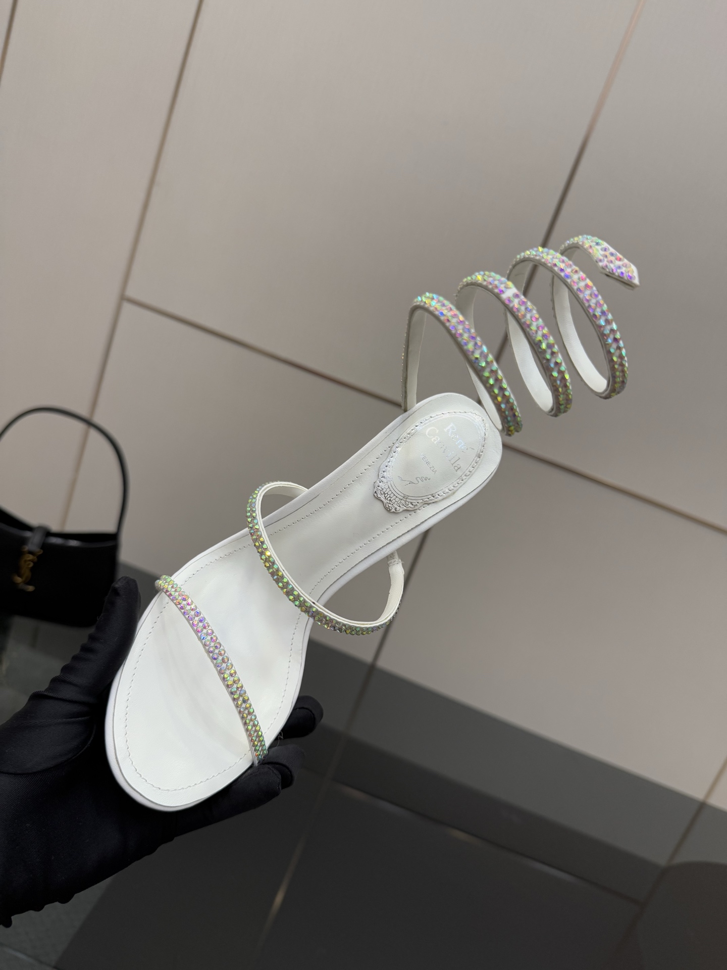 Rene Caovilla Crystal Embellished Spiral Heeled Sandals - White, Elegant 9 i1746817751916 6977 0 7
