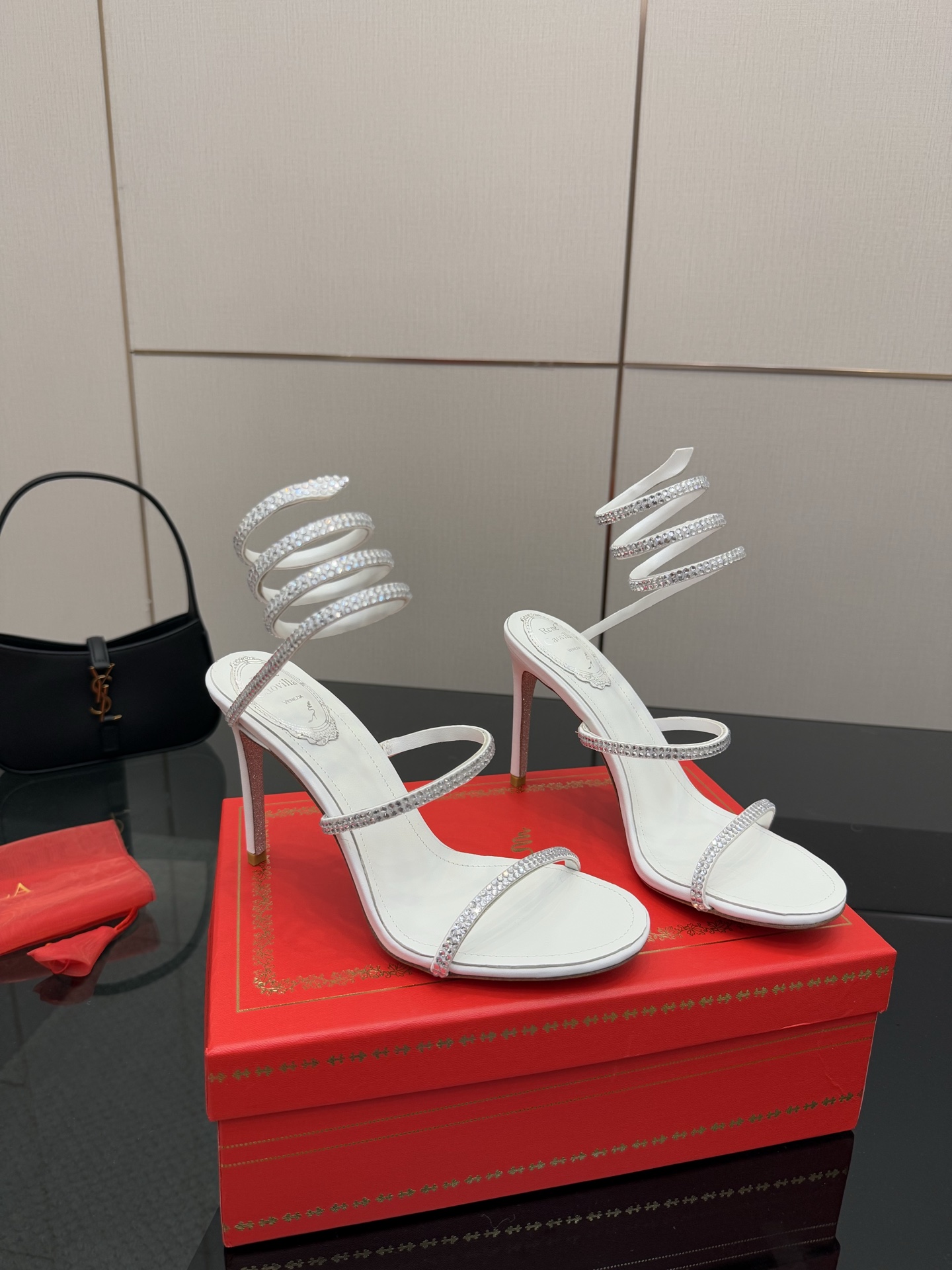 Rene Caovilla White Crystal Embellished Spiral Heeled Sandals 4 i1746817795528 7448 0 1