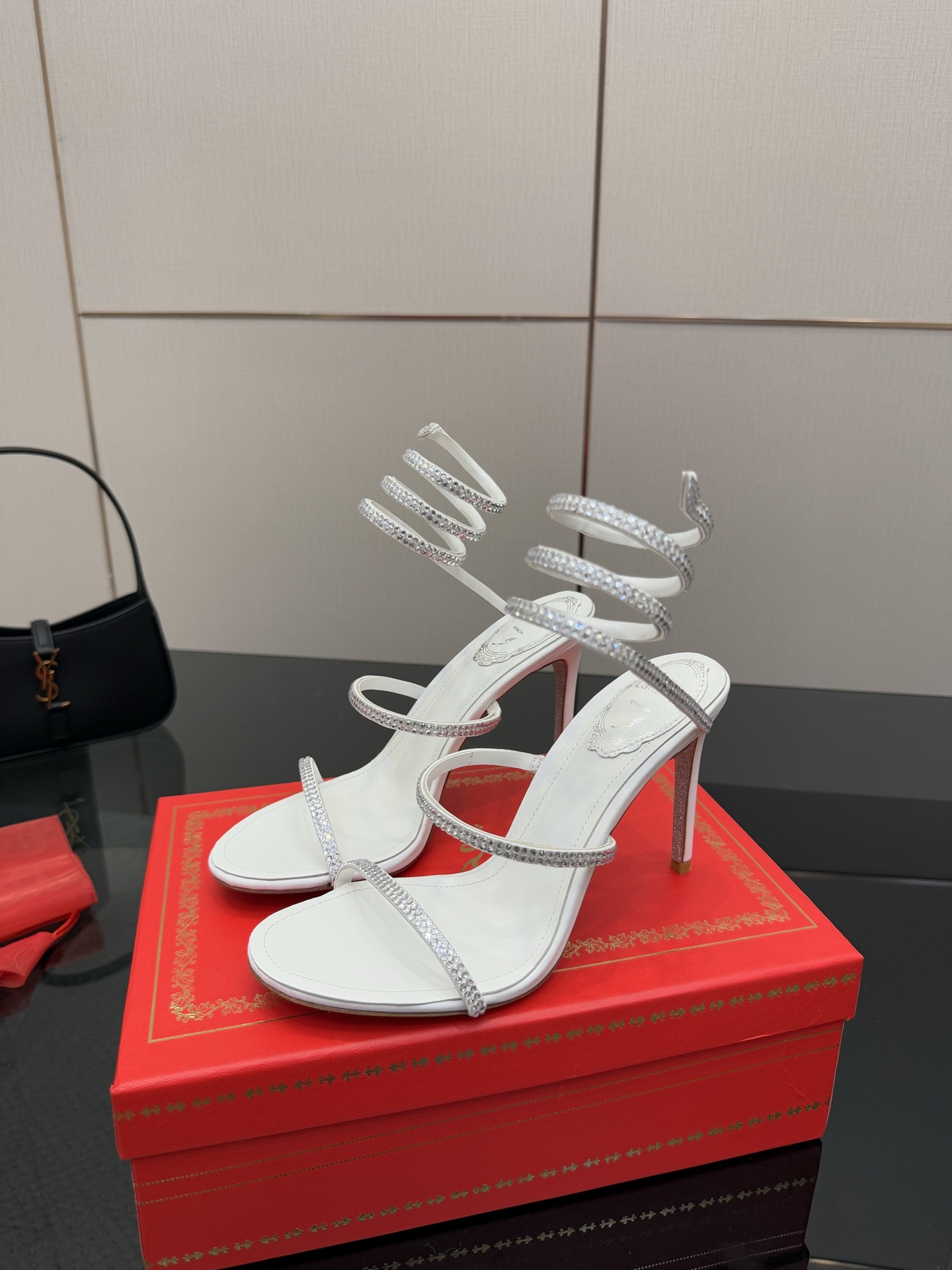 Rene Caovilla White Crystal Embellished Spiral Heeled Sandals 7 i1746817795607 9015 0 4