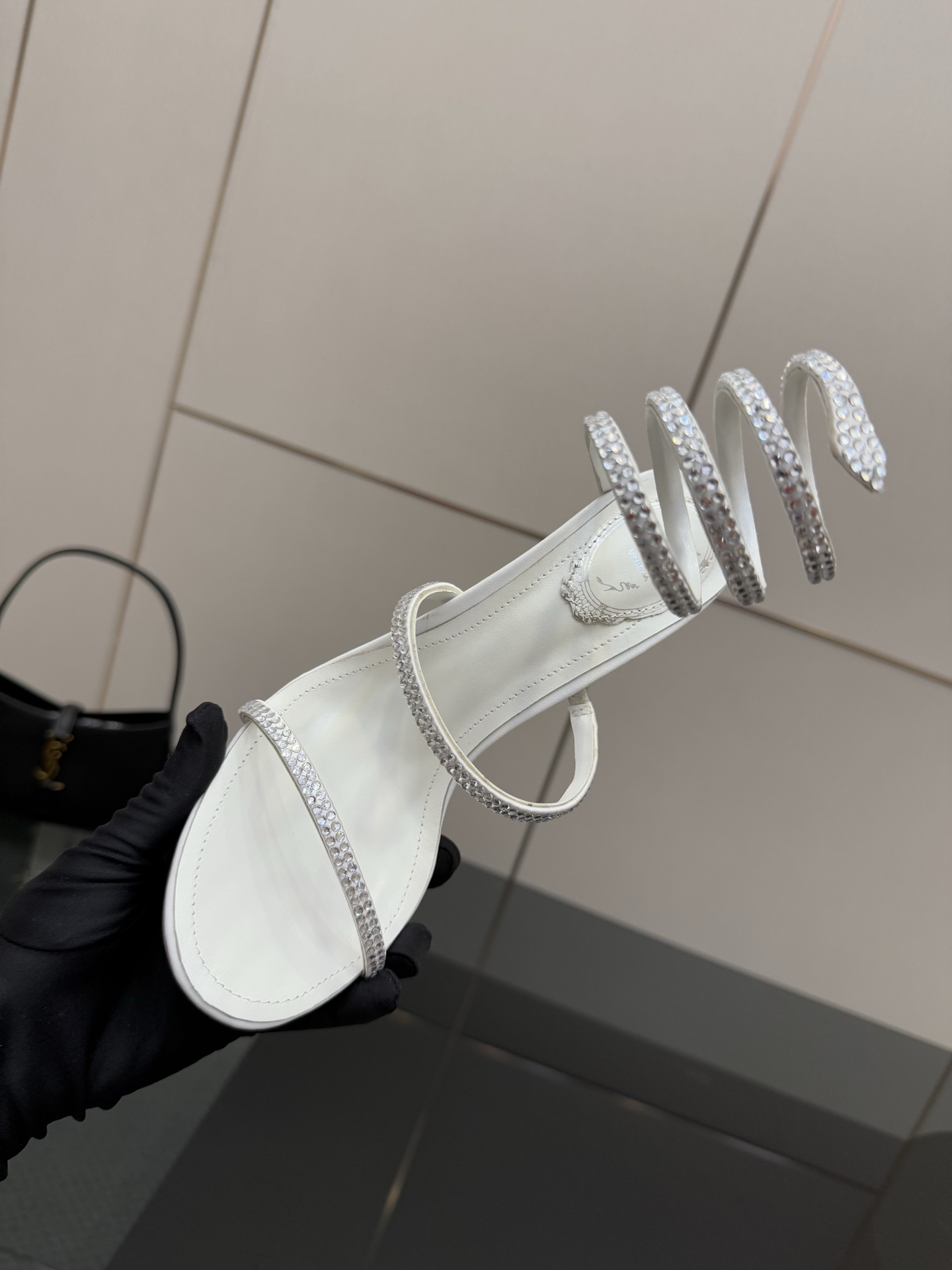 Rene Caovilla White Crystal Embellished Spiral Heeled Sandals 9 i1746817800902 772 0 7